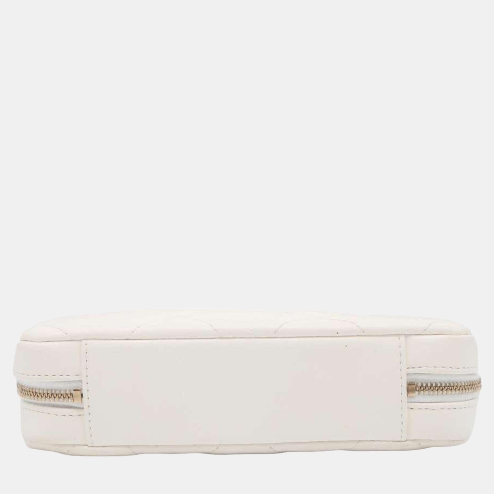 Chanel White Leather 19 Camera Shoulder Bag