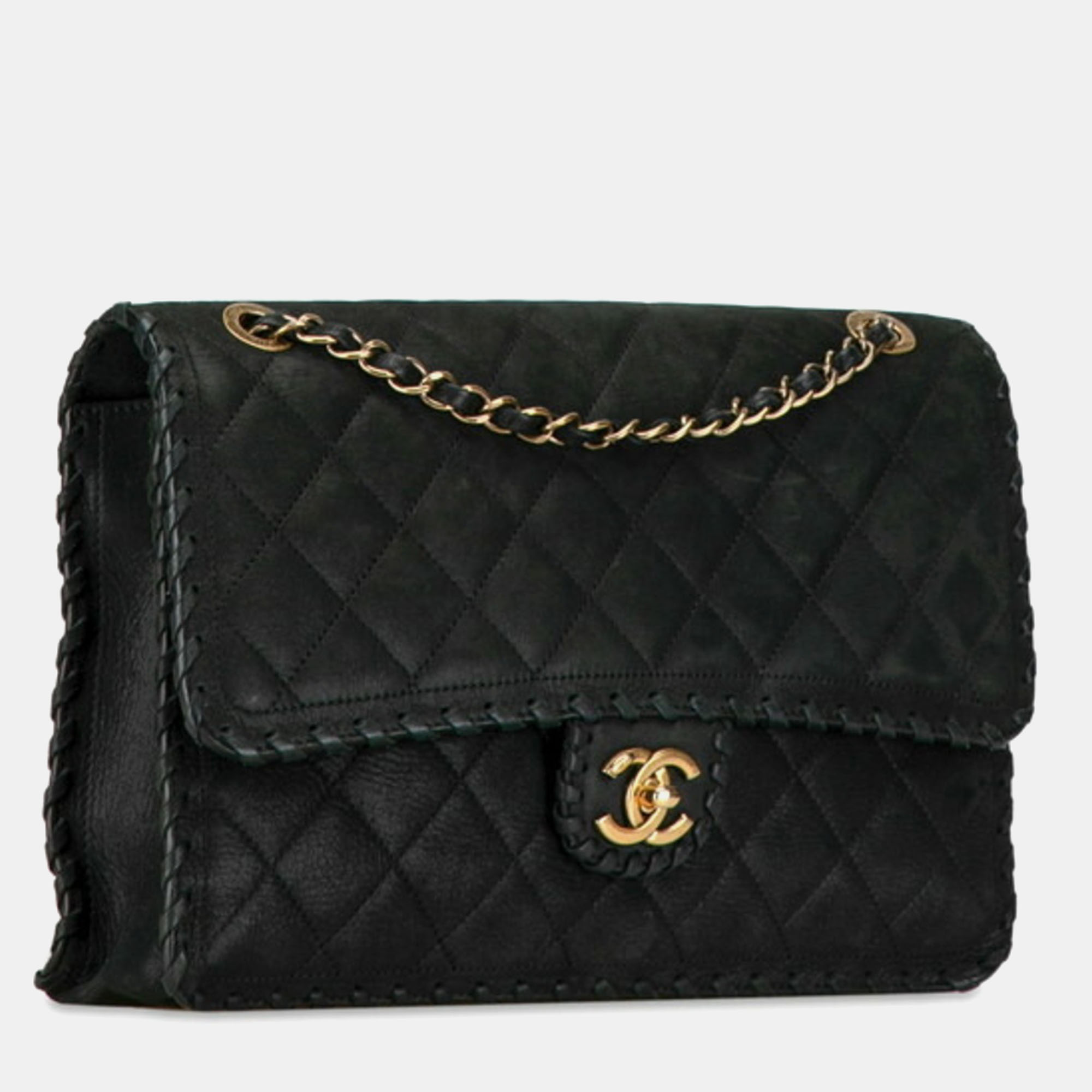 Chanel Black Leather  Happy Stitch Shoulder Bag