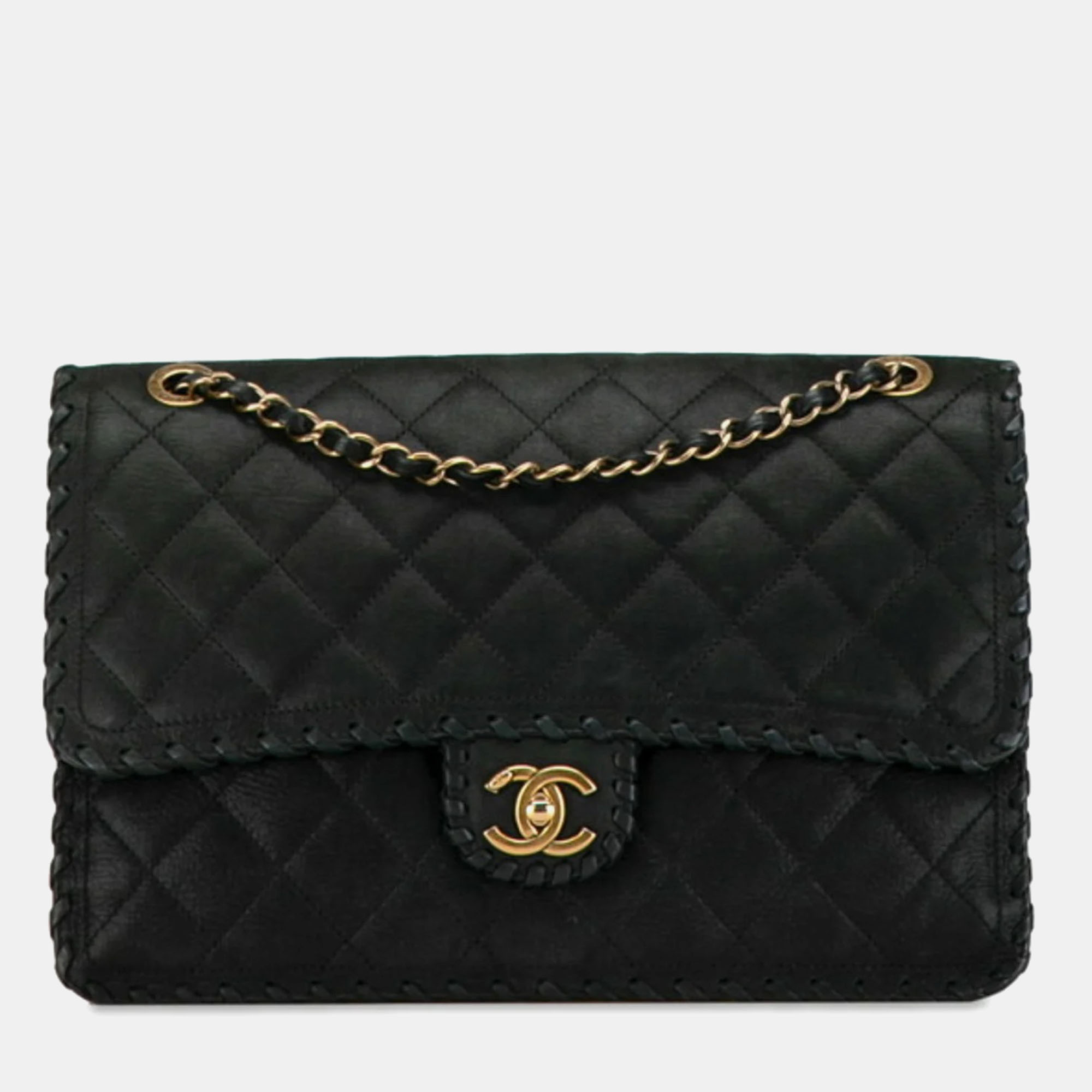 Chanel Black Leather  Happy Stitch Shoulder Bag