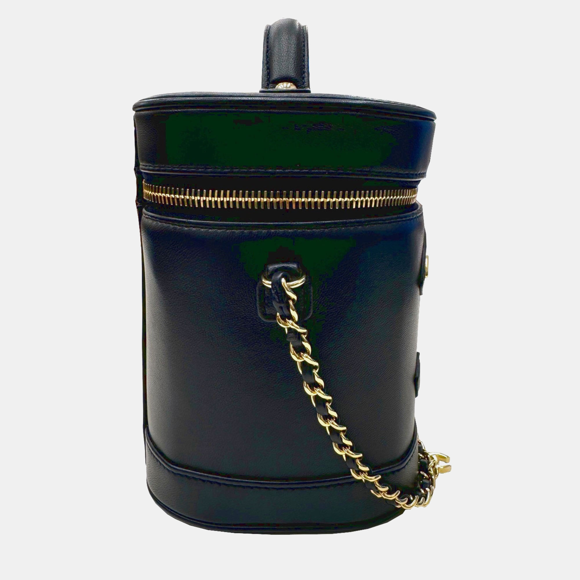 Chanel Navy Blue Lambskin CC Vanity Case With Chain