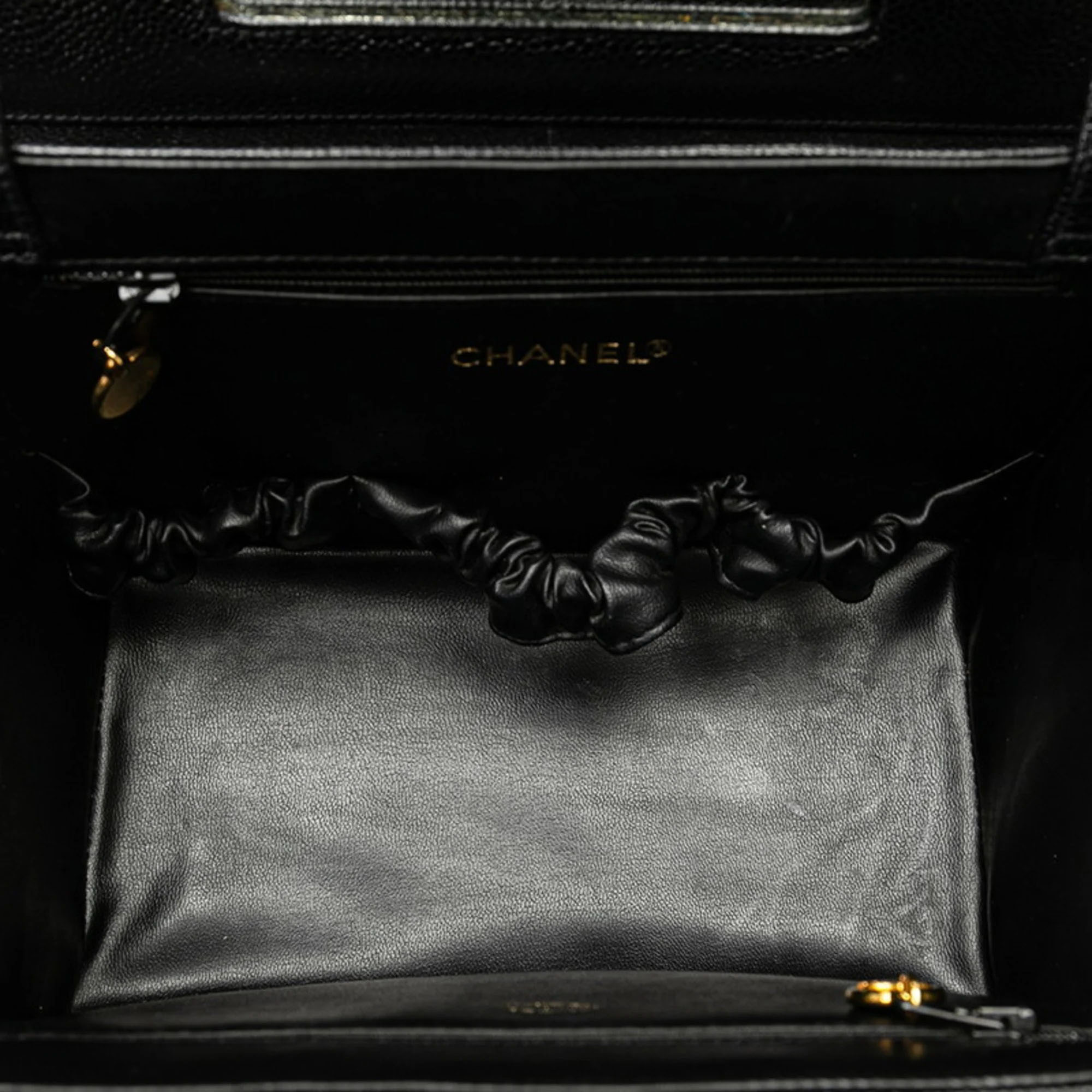 Chanel Black Caviar Leather Vanity Train Case