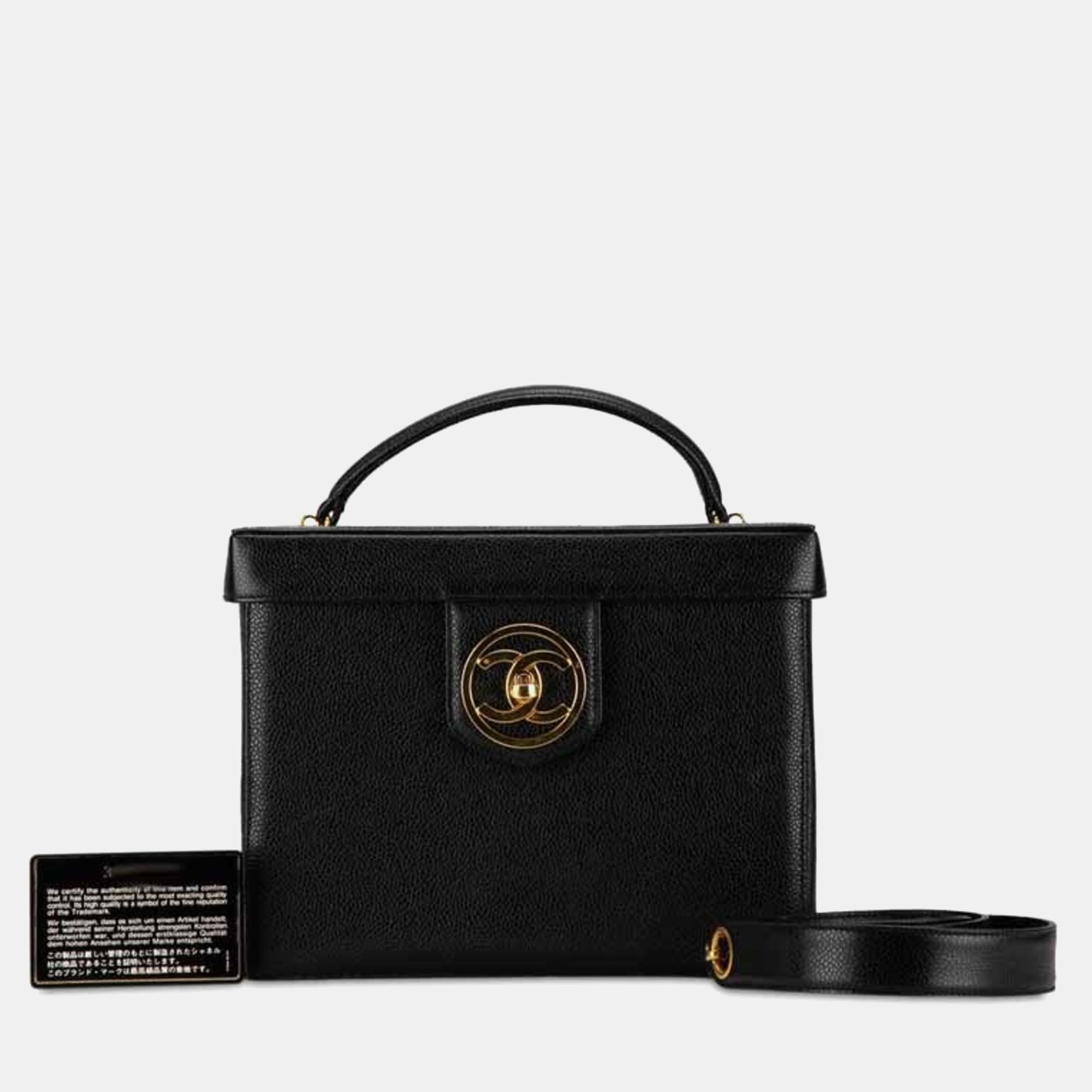 Chanel Black Caviar Leather Vanity Train Case