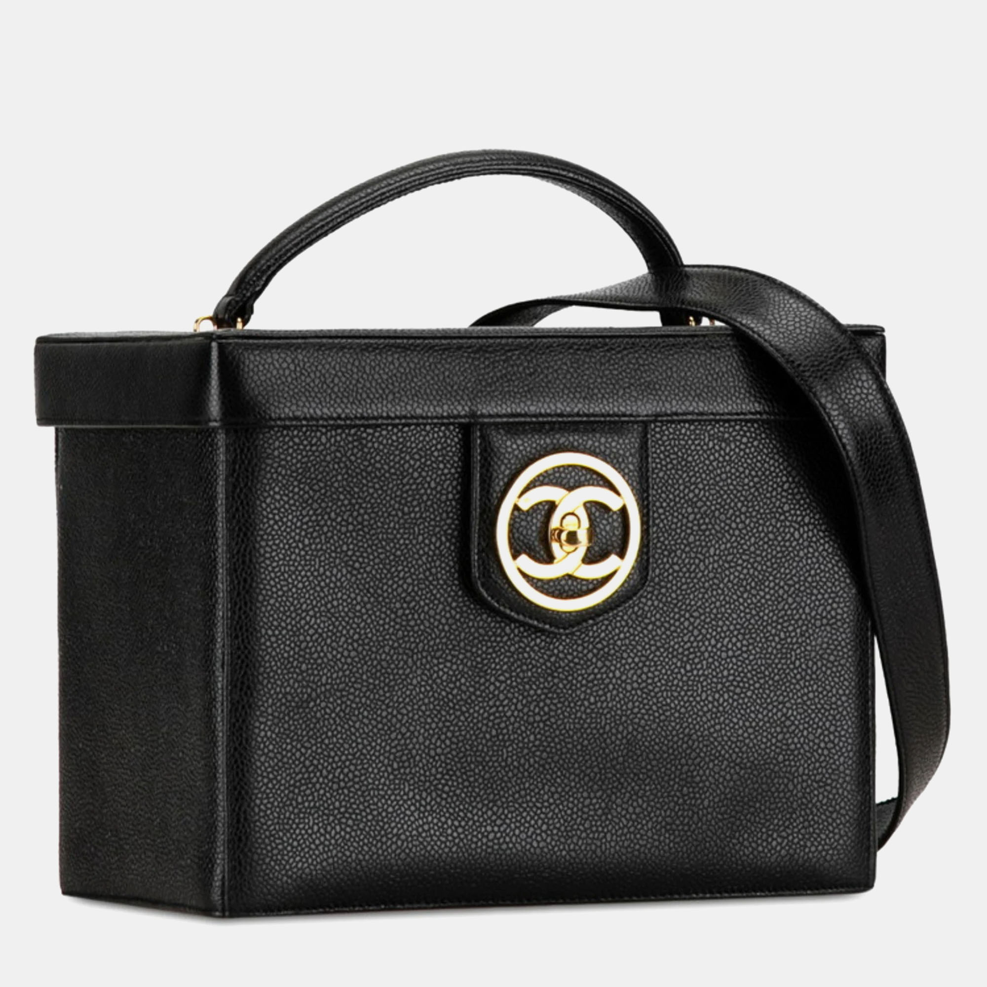 Chanel Black Caviar Leather Vanity Train Case