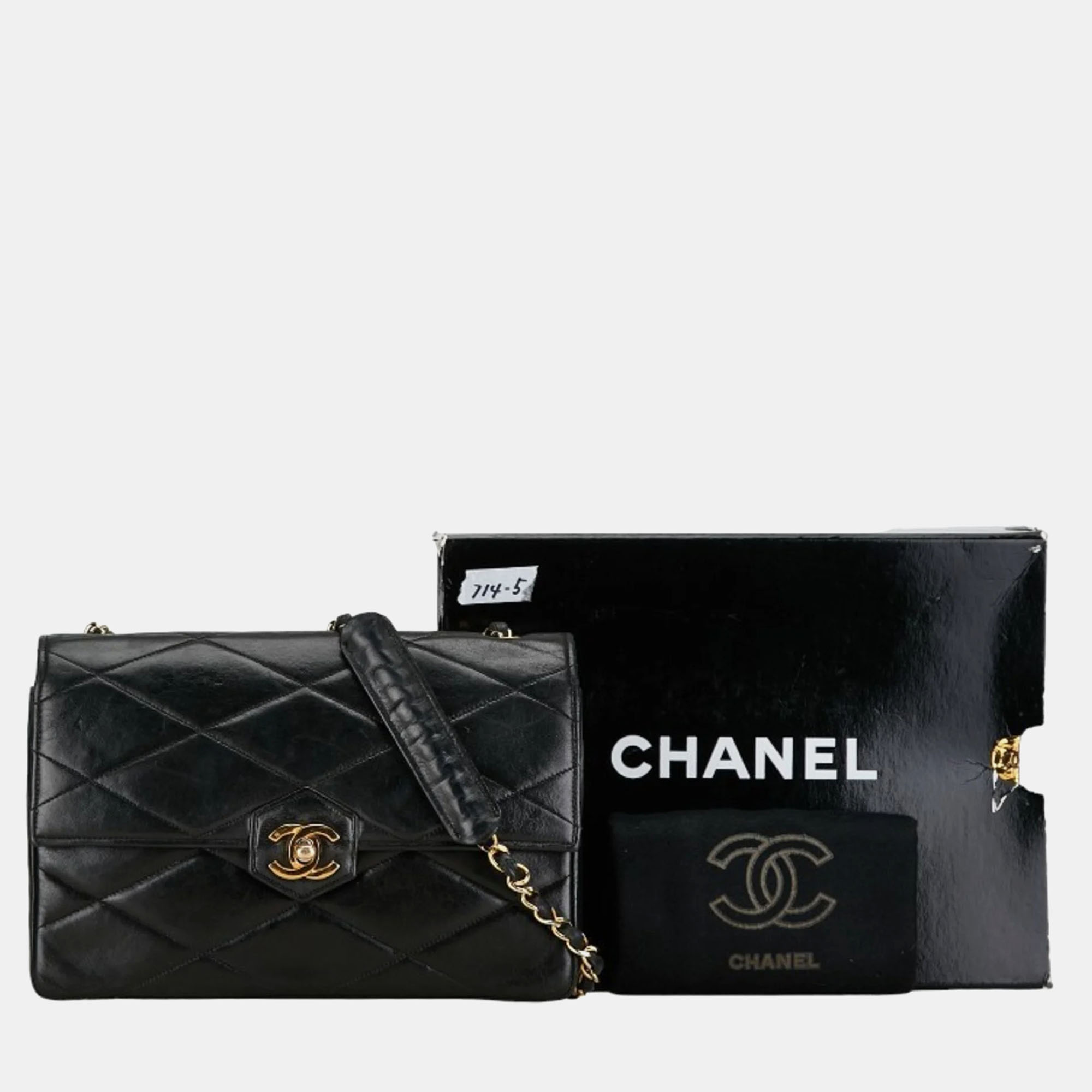 Chanel Black Quilted Lambskin Diamond Flap Bag