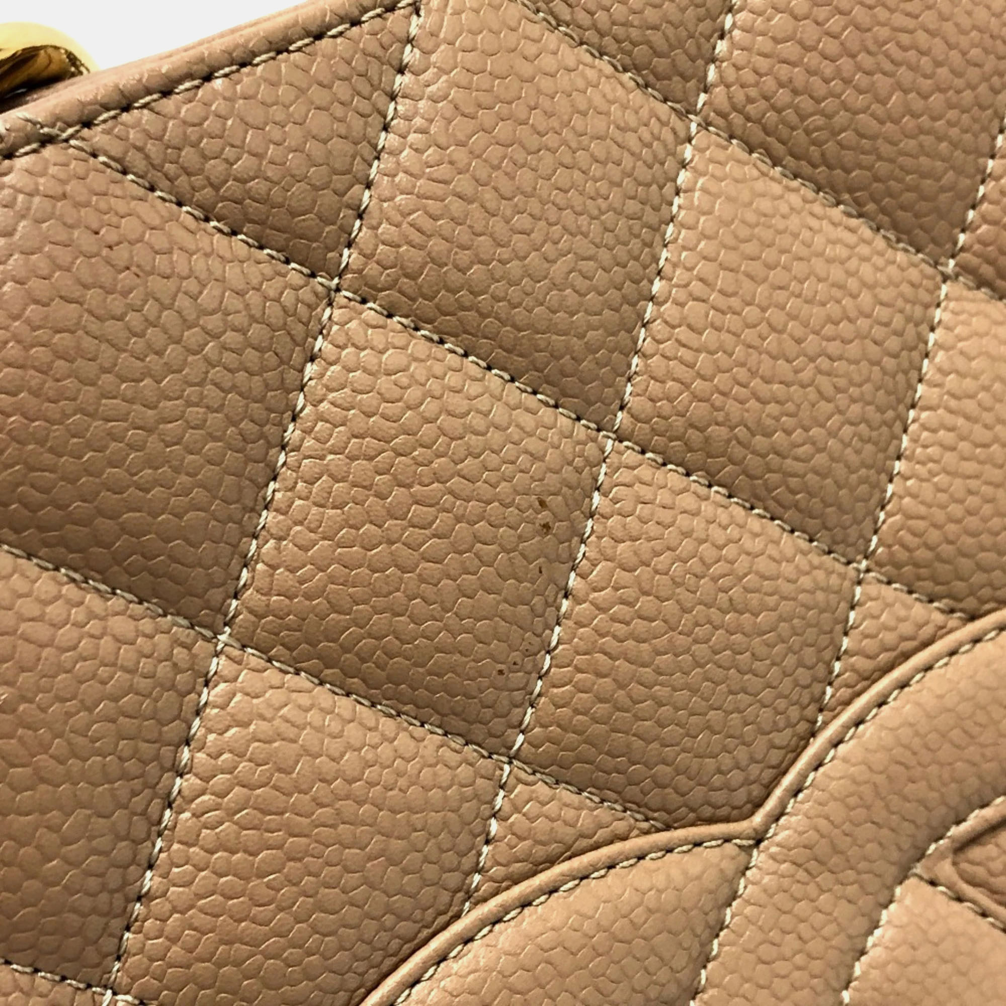 Chanel Beige Caviar Leather  GST Tote Bag