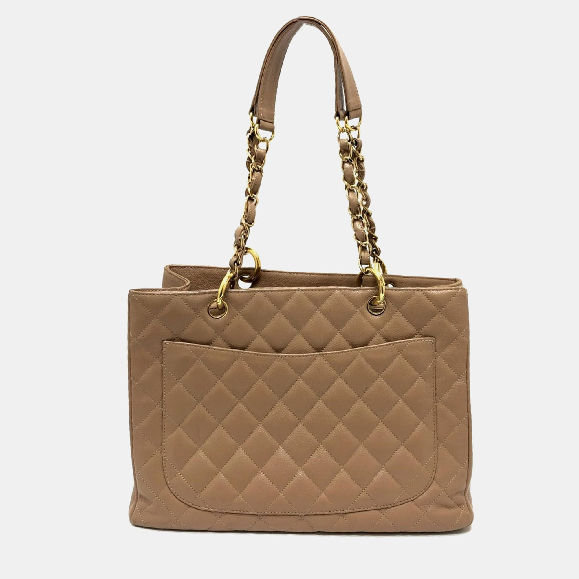 Chanel Beige Caviar Leather  GST Tote Bag