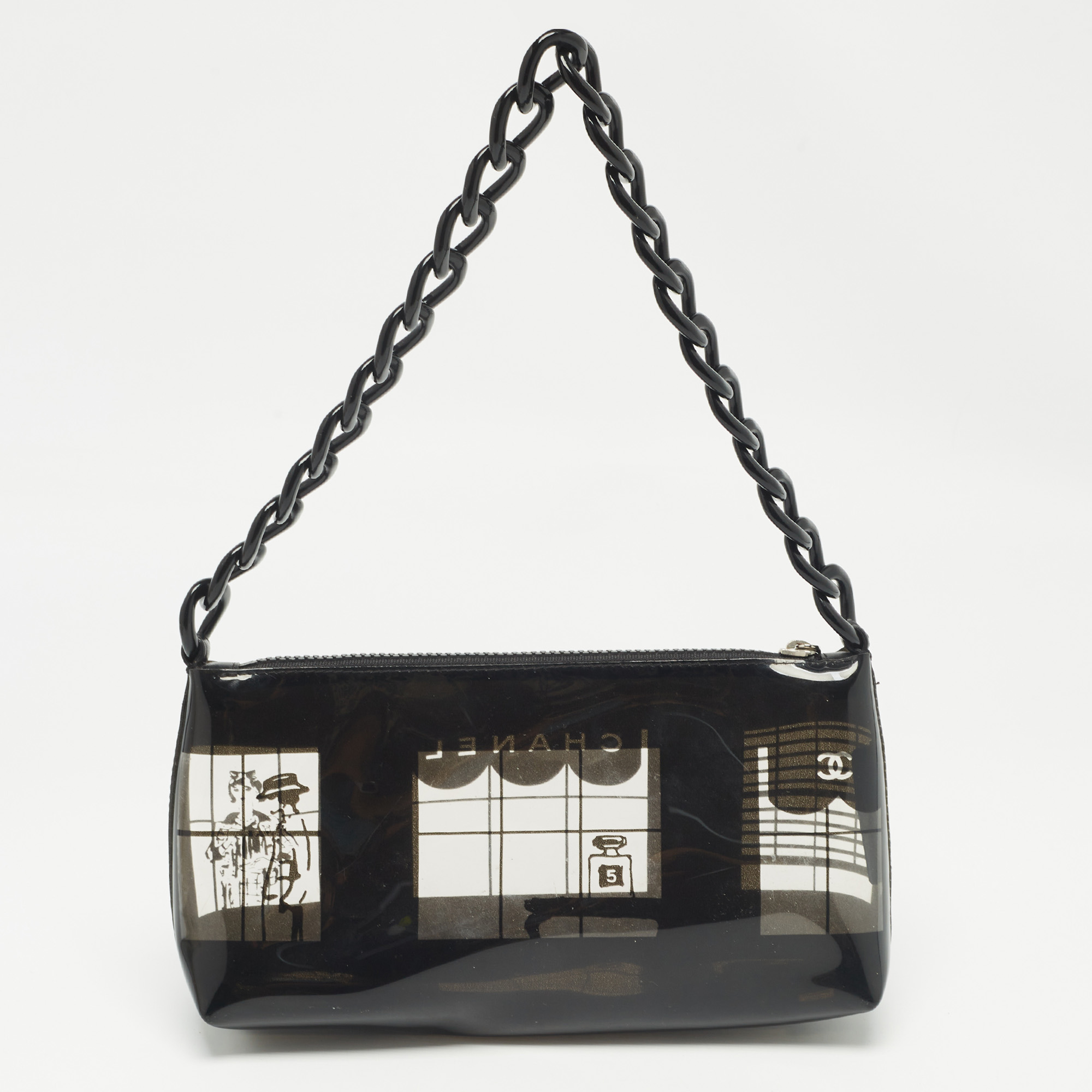 Chanel Black Vinyl Maison Window Print Bag