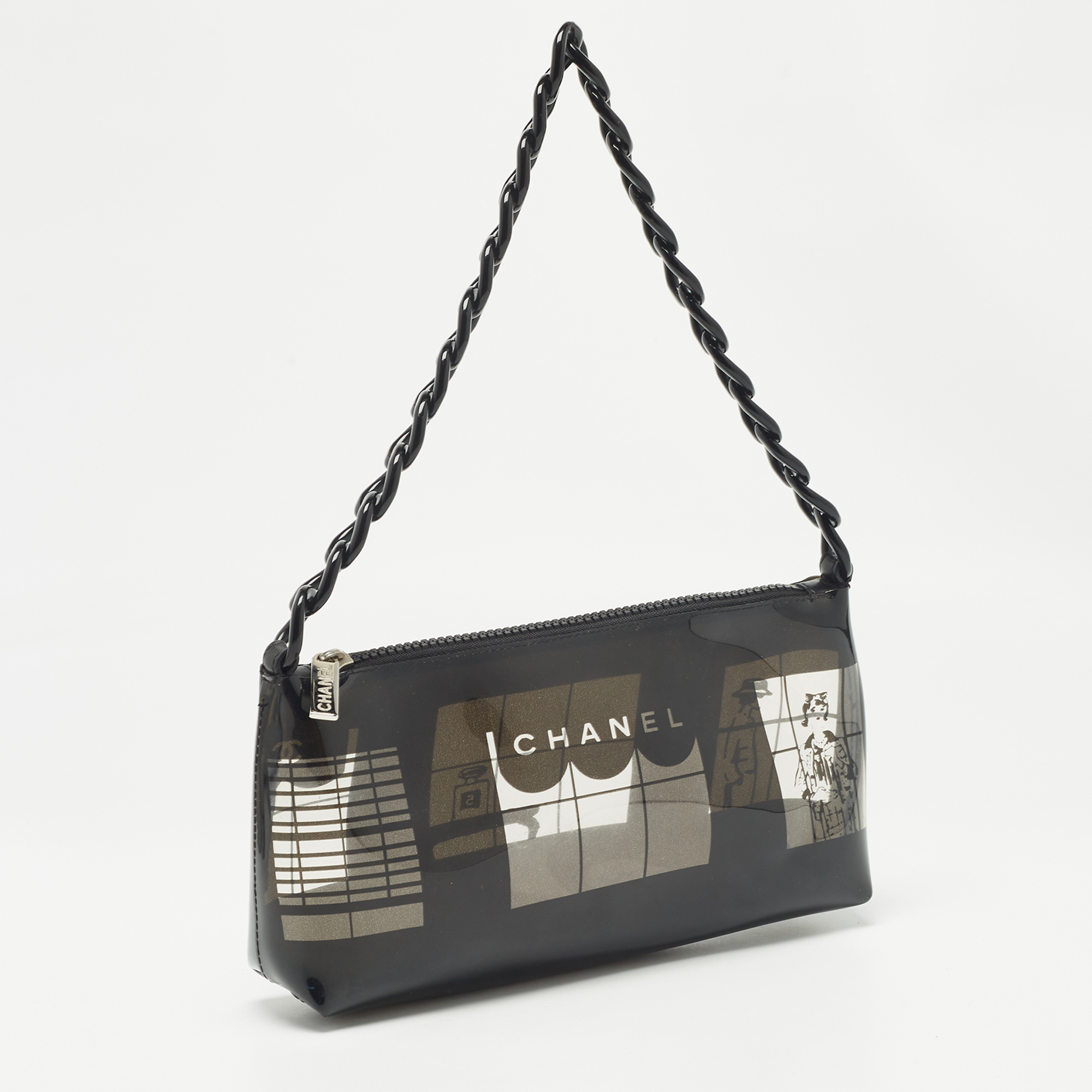 Chanel Black Vinyl Maison Window Print Bag