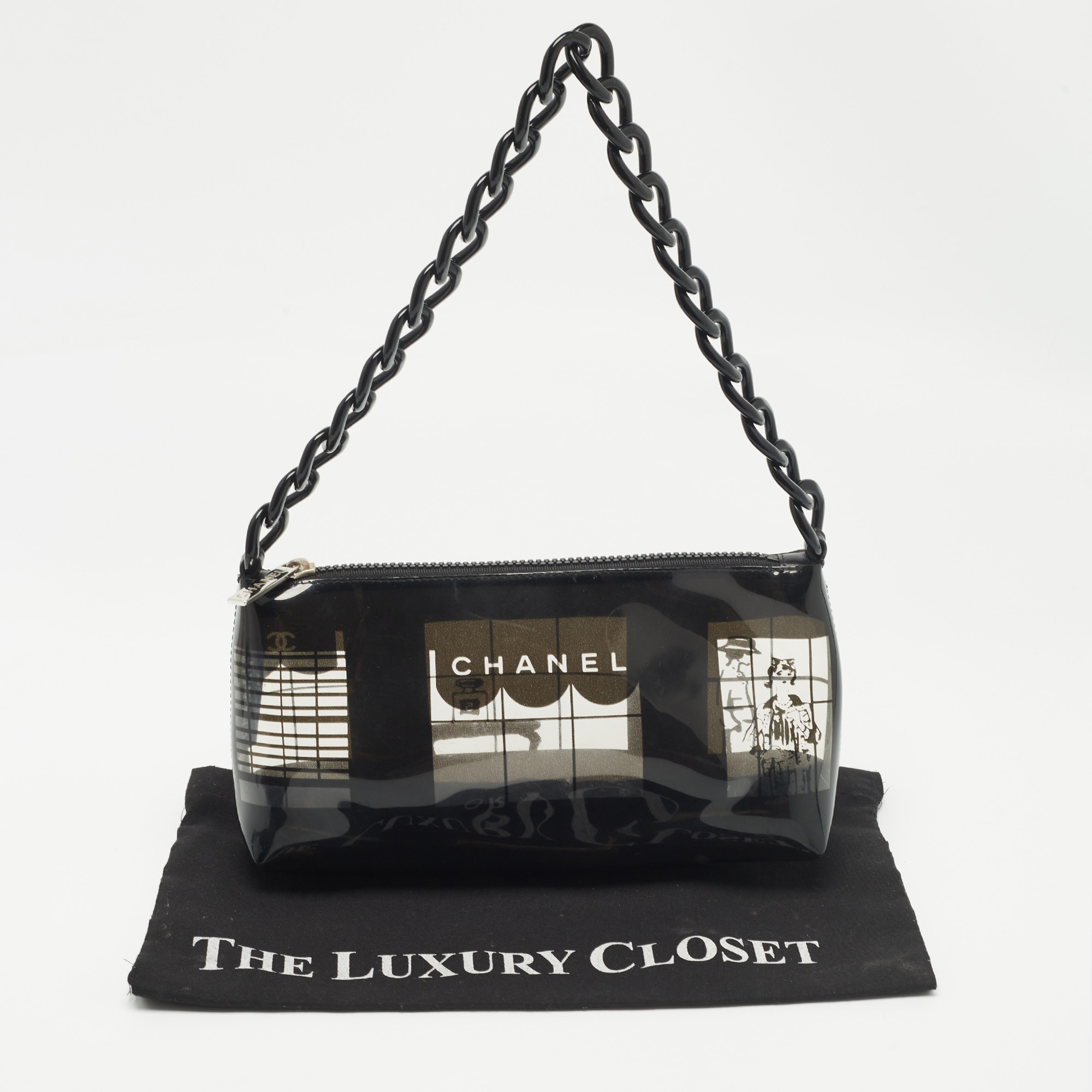 Chanel Black Vinyl Maison Window Print Bag