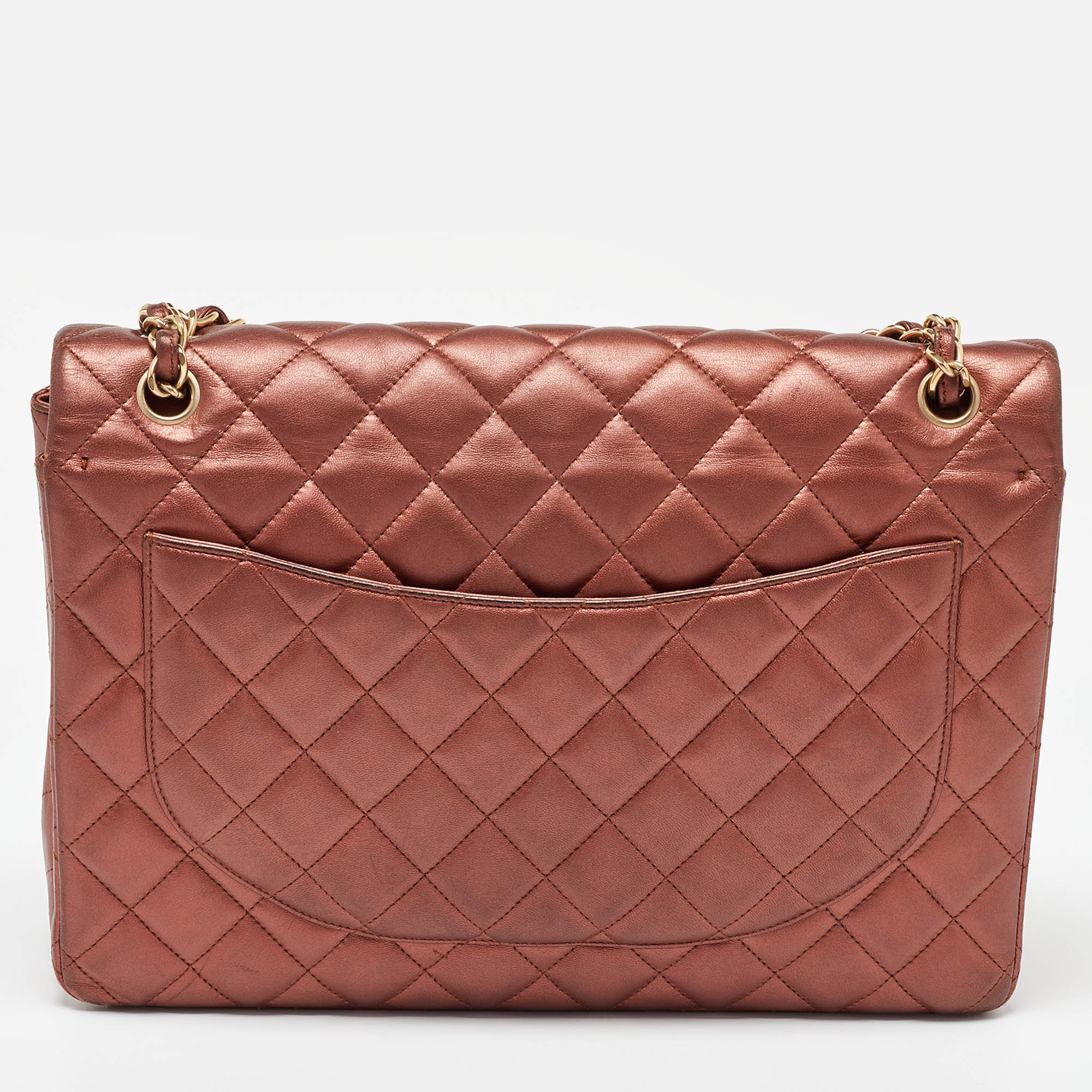 Chanel Copper Quilted Leather Maxi Classic Double Flap Bag