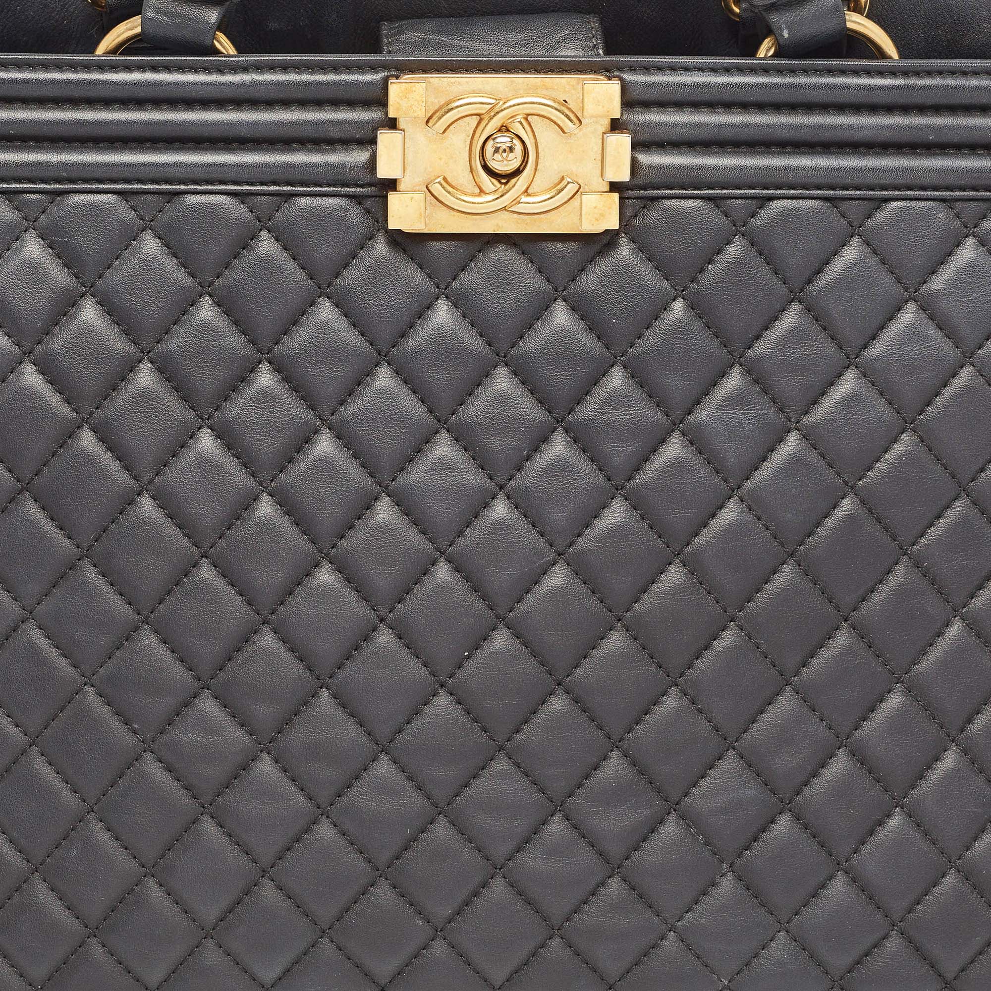 Chanel Black Quilted Leather Large Boy Shopper Tote