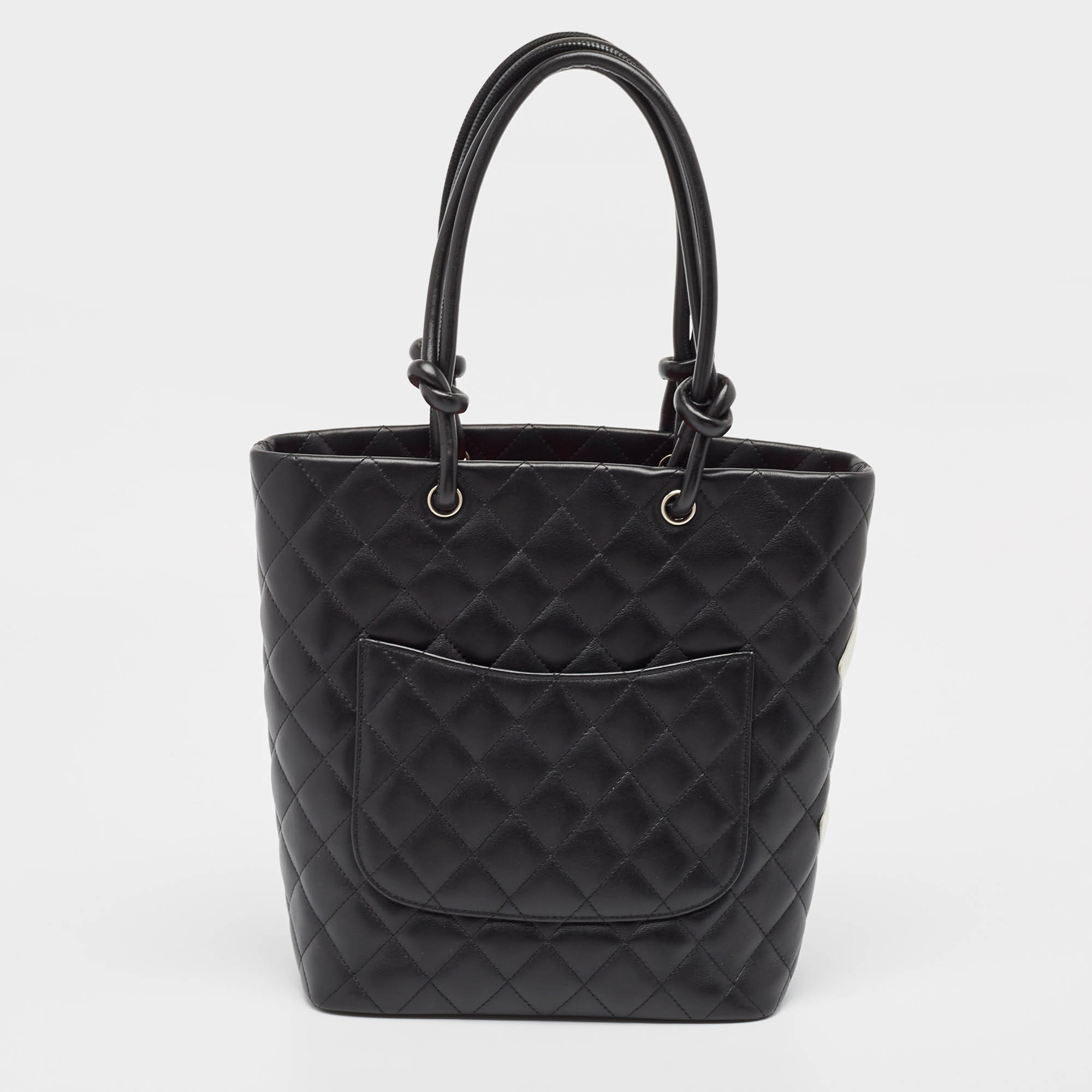 Chanel Black/White Quilted Leather Medium Ligne Cambon Bucket Tote