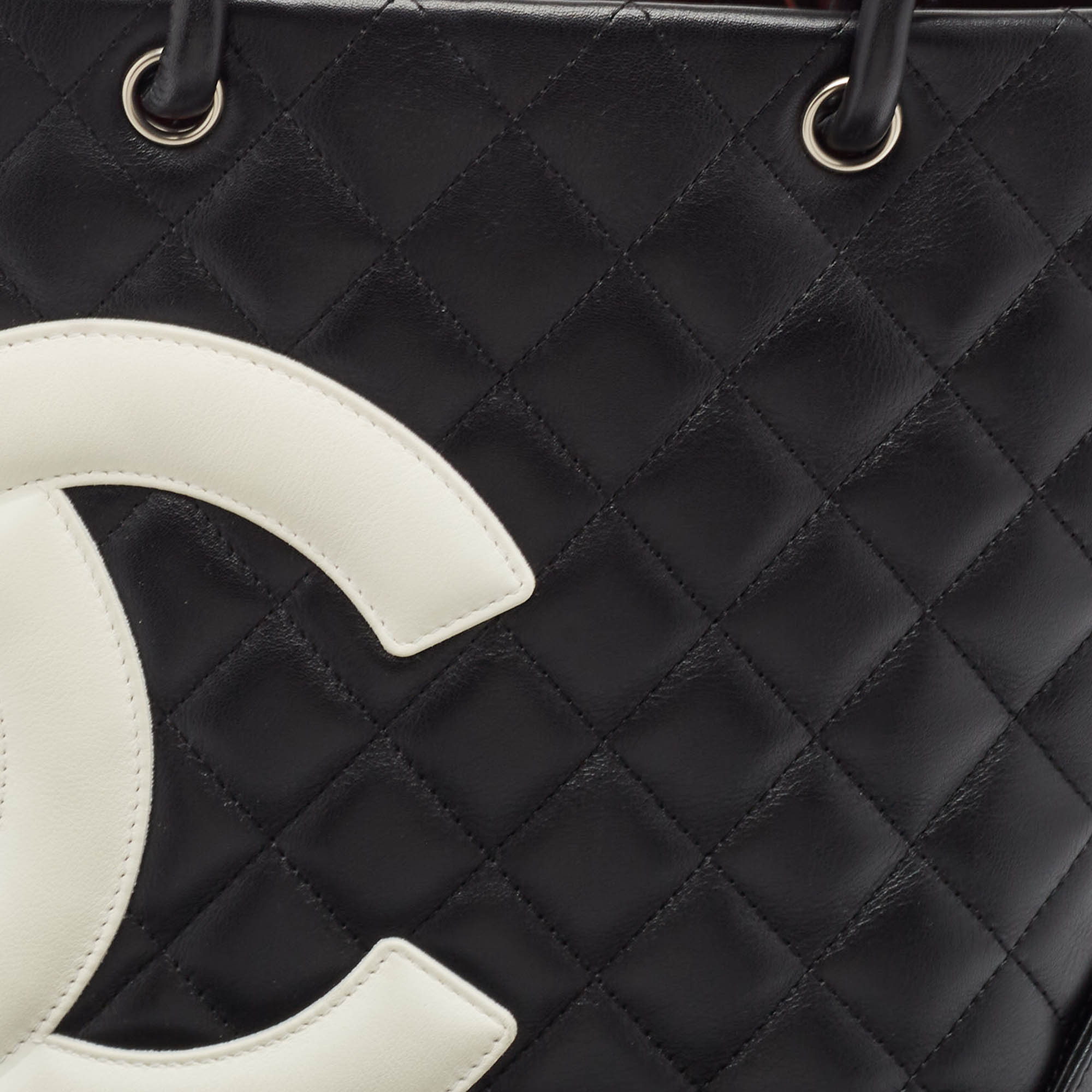 Chanel Black/White Quilted Leather Medium Ligne Cambon Bucket Tote