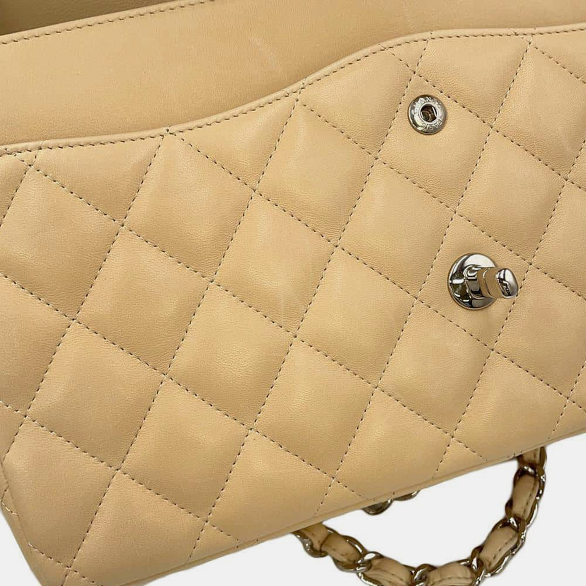 Chanel Beige Leather Jumbo Classic Double Flap Shoulder Bag