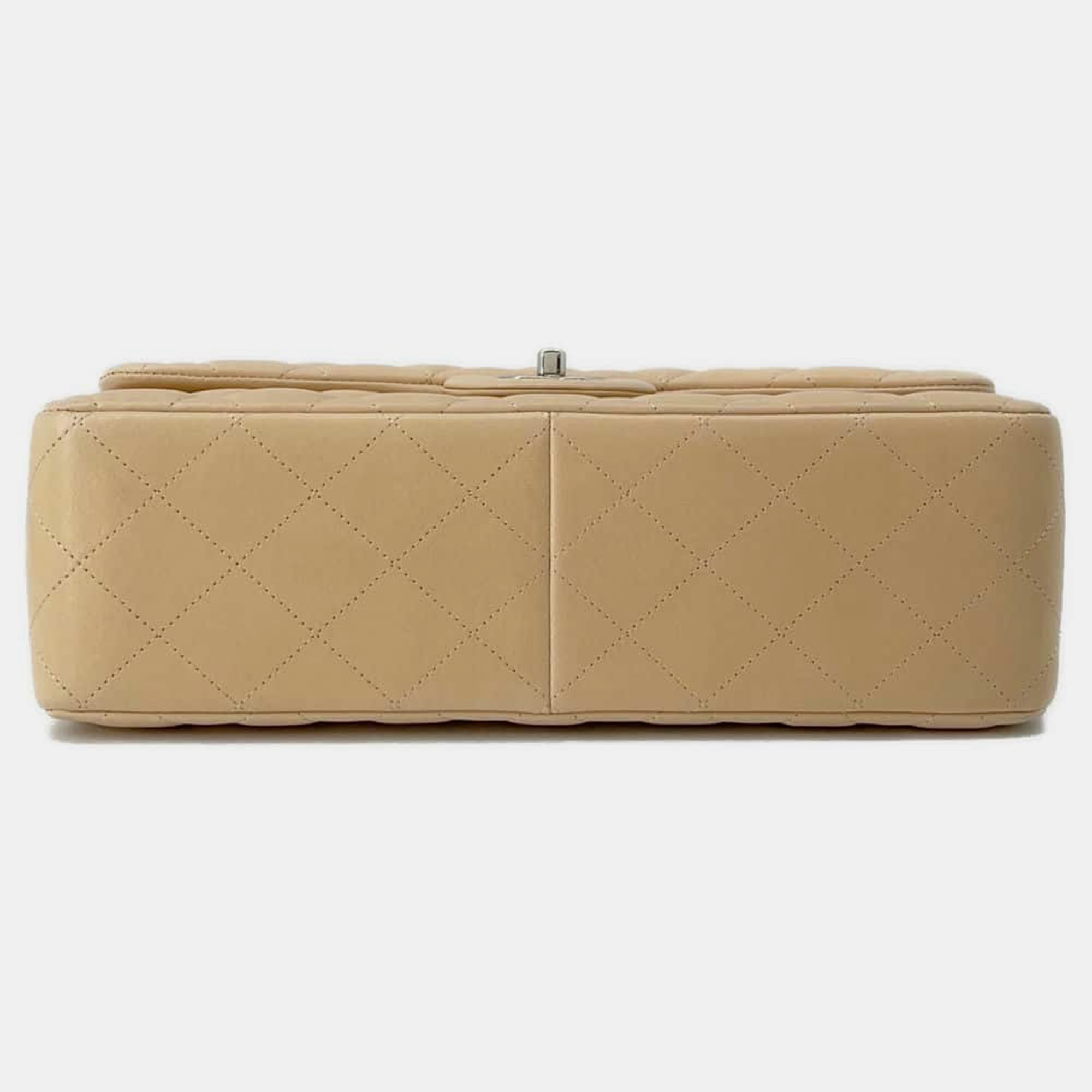 Chanel Beige Leather Jumbo Classic Double Flap Shoulder Bag