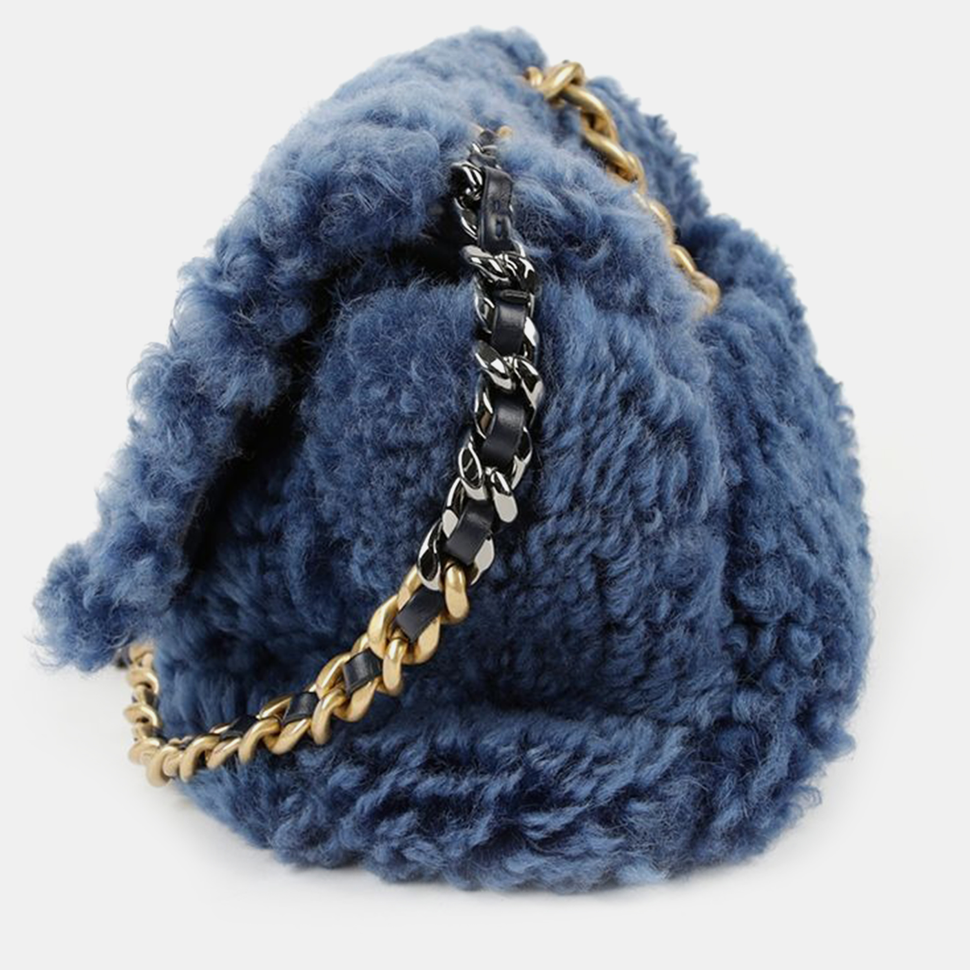 Chanel Blue Shearing 19 Flap Shoulder Bag