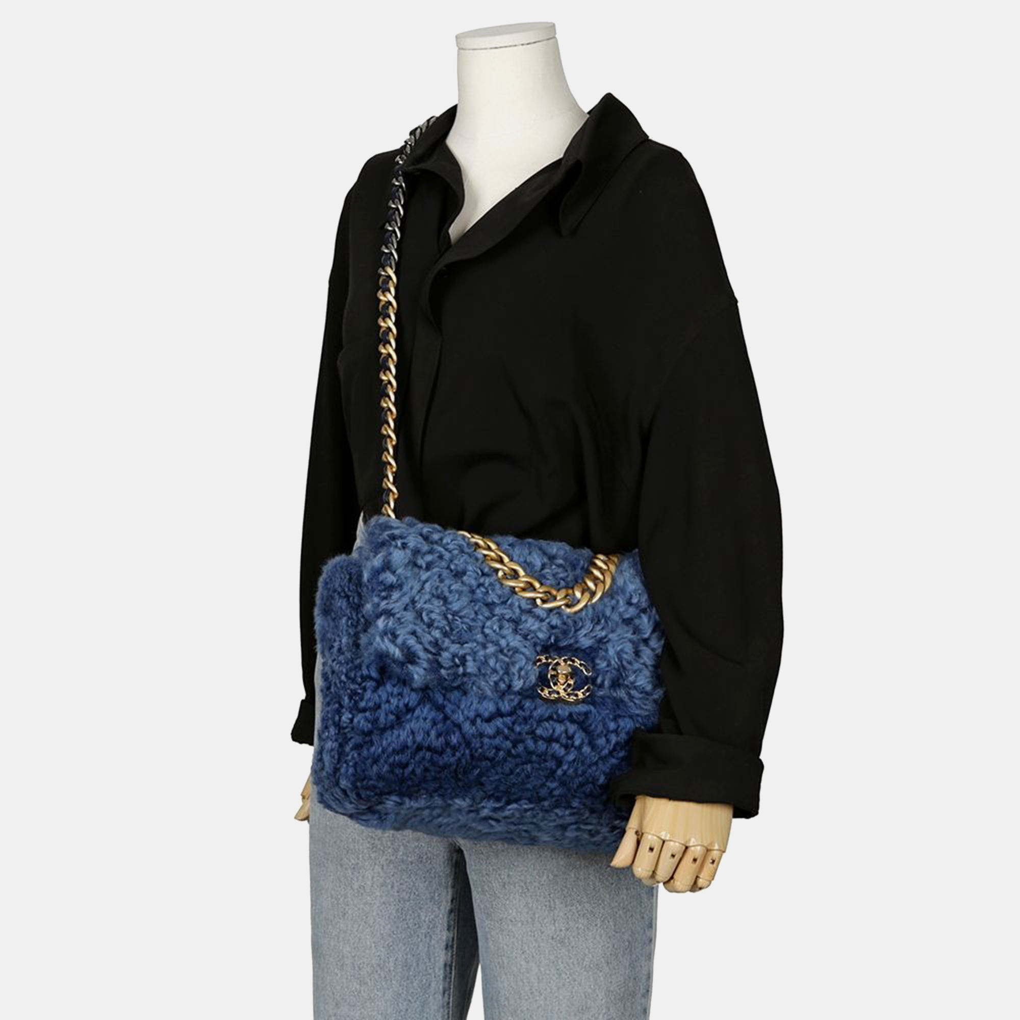 Chanel Blue Shearing 19 Flap Shoulder Bag