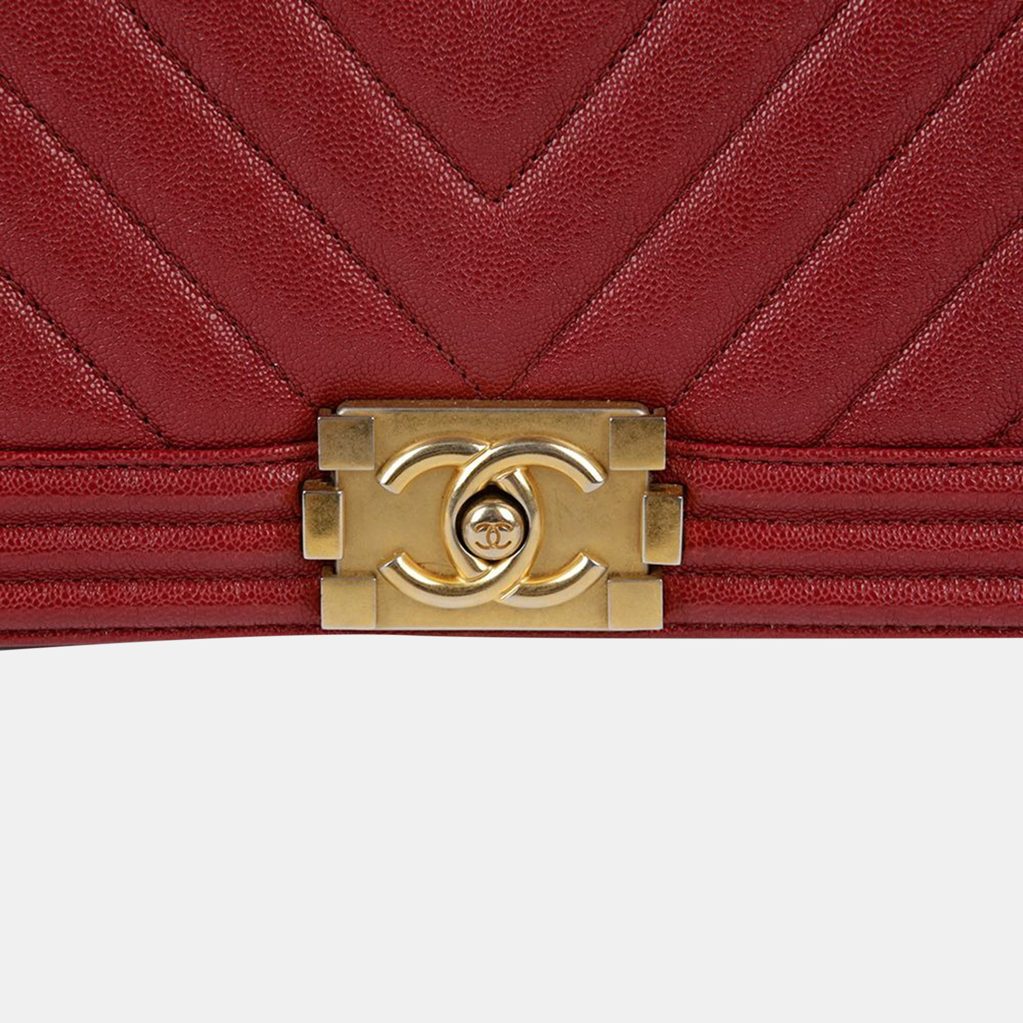 Chanel Maroon Leather Medium Boy Shoulder Bag