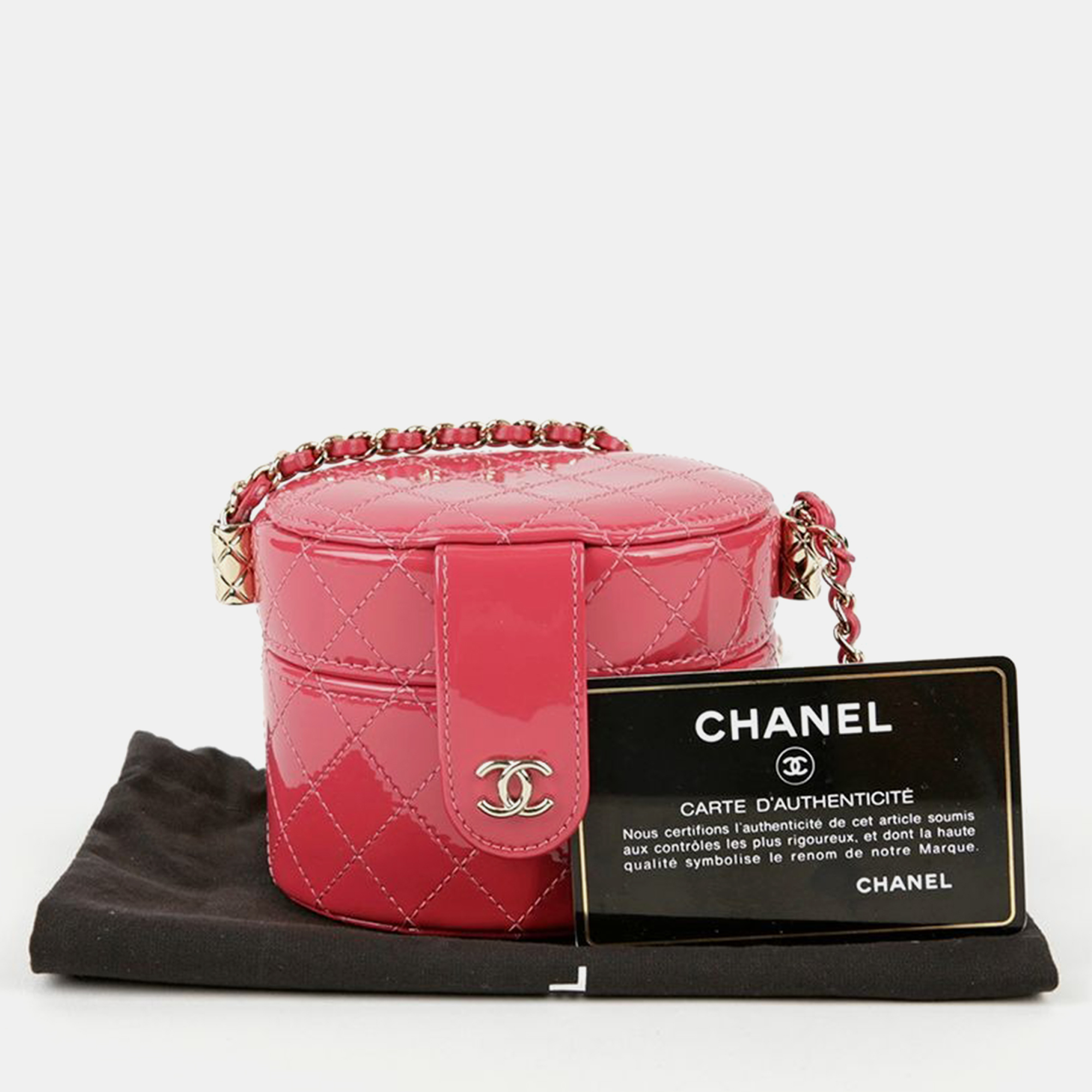 Chanel Pink Patent Leather Vanity Case Shoulder Bag