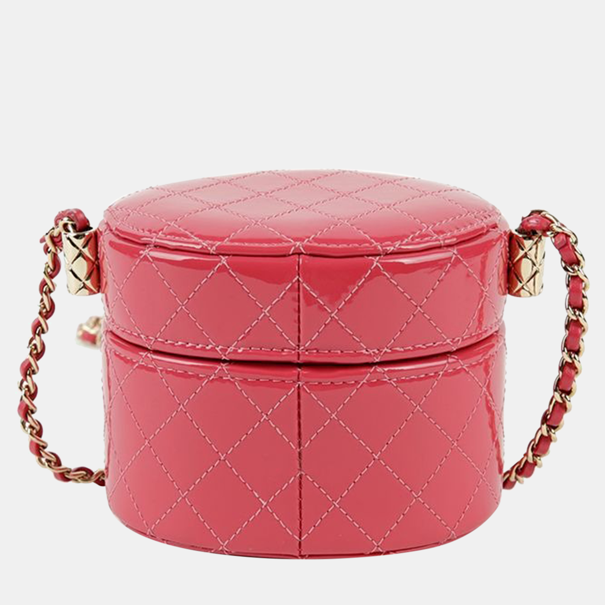 Chanel Pink Patent Leather Vanity Case Shoulder Bag