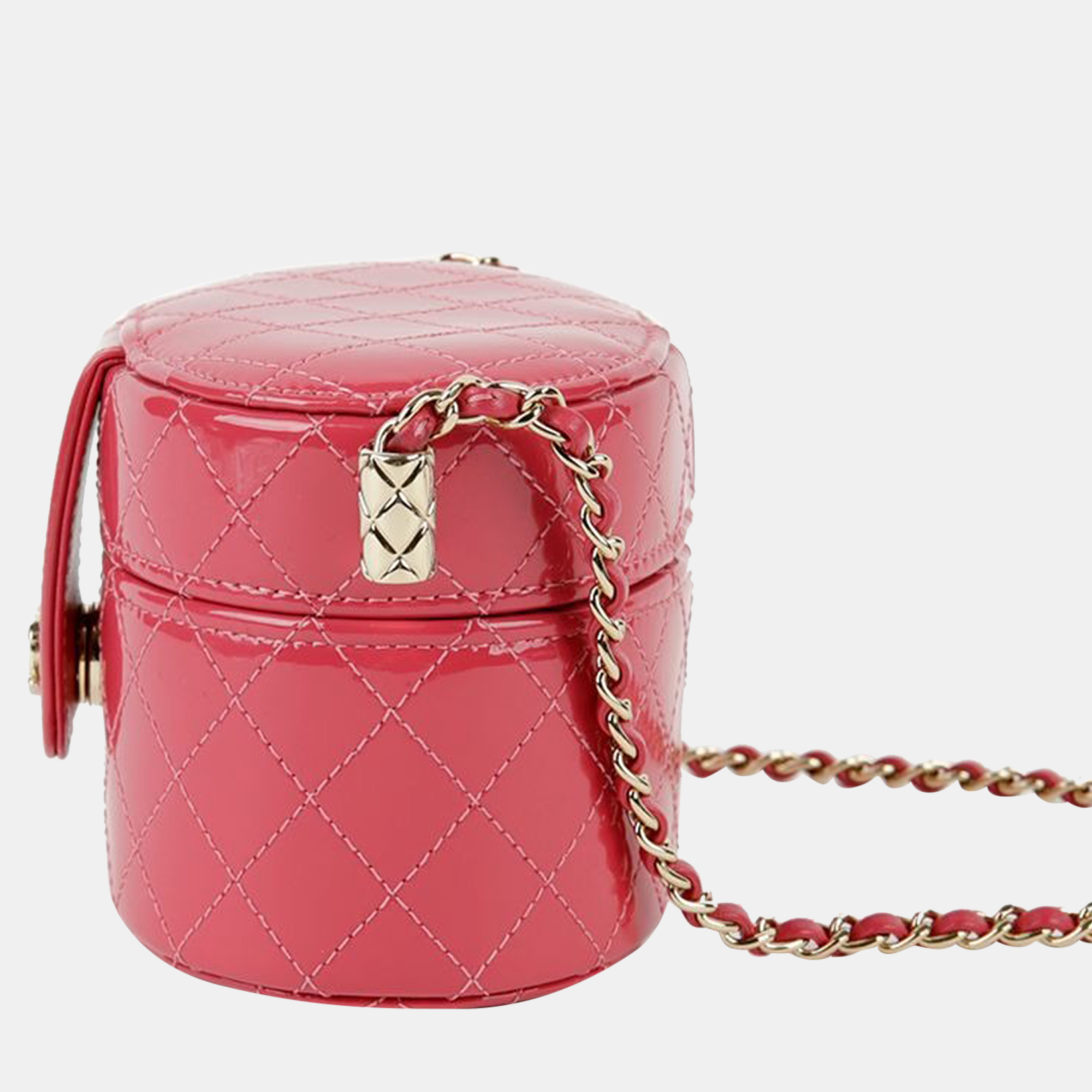 Chanel Pink Patent Leather Vanity Case Shoulder Bag