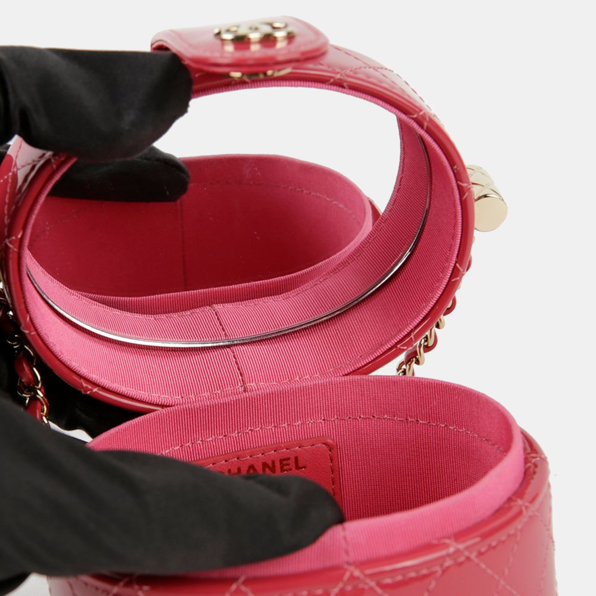 Chanel Pink Patent Leather Vanity Case Shoulder Bag