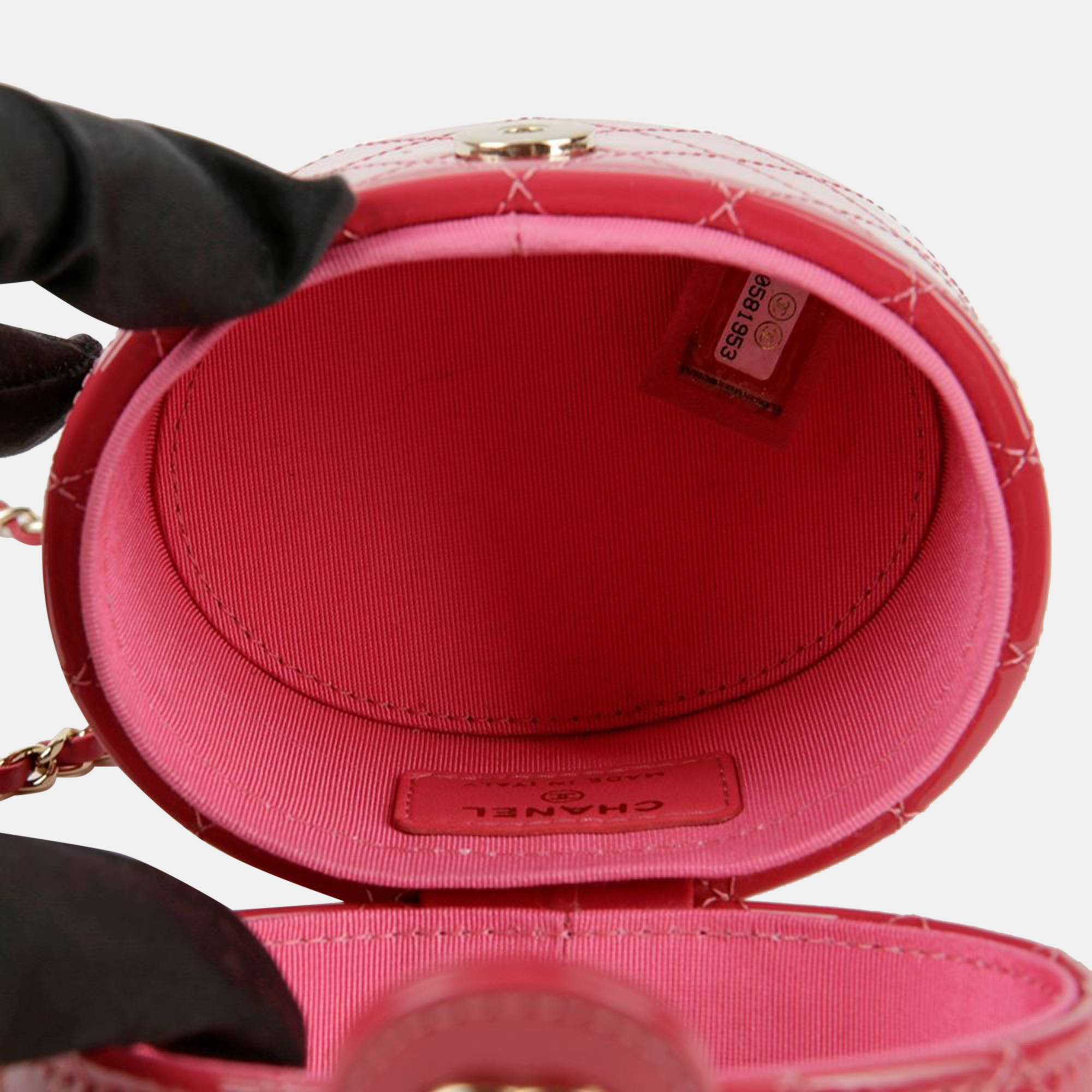 Chanel Pink Patent Leather Vanity Case Shoulder Bag