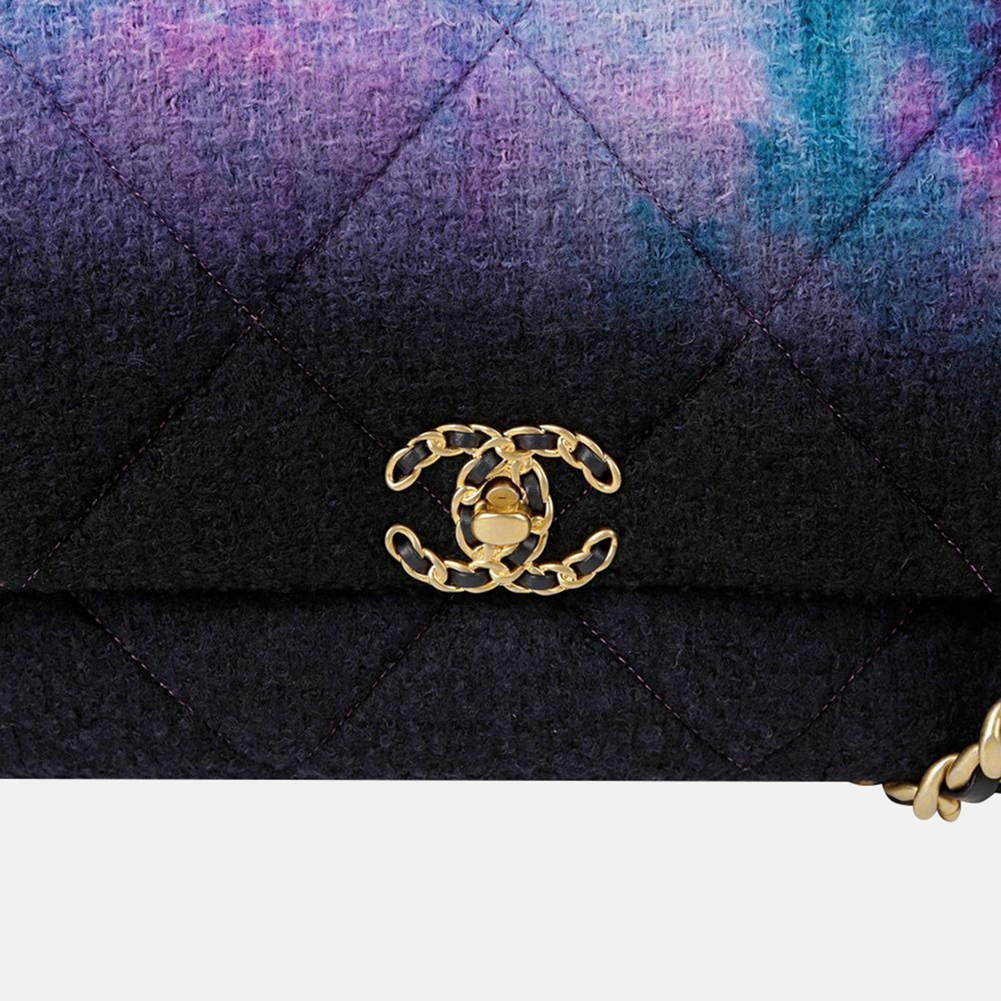 Chanel Multicolour Ombre Wool Large 19 Shoulder Bag