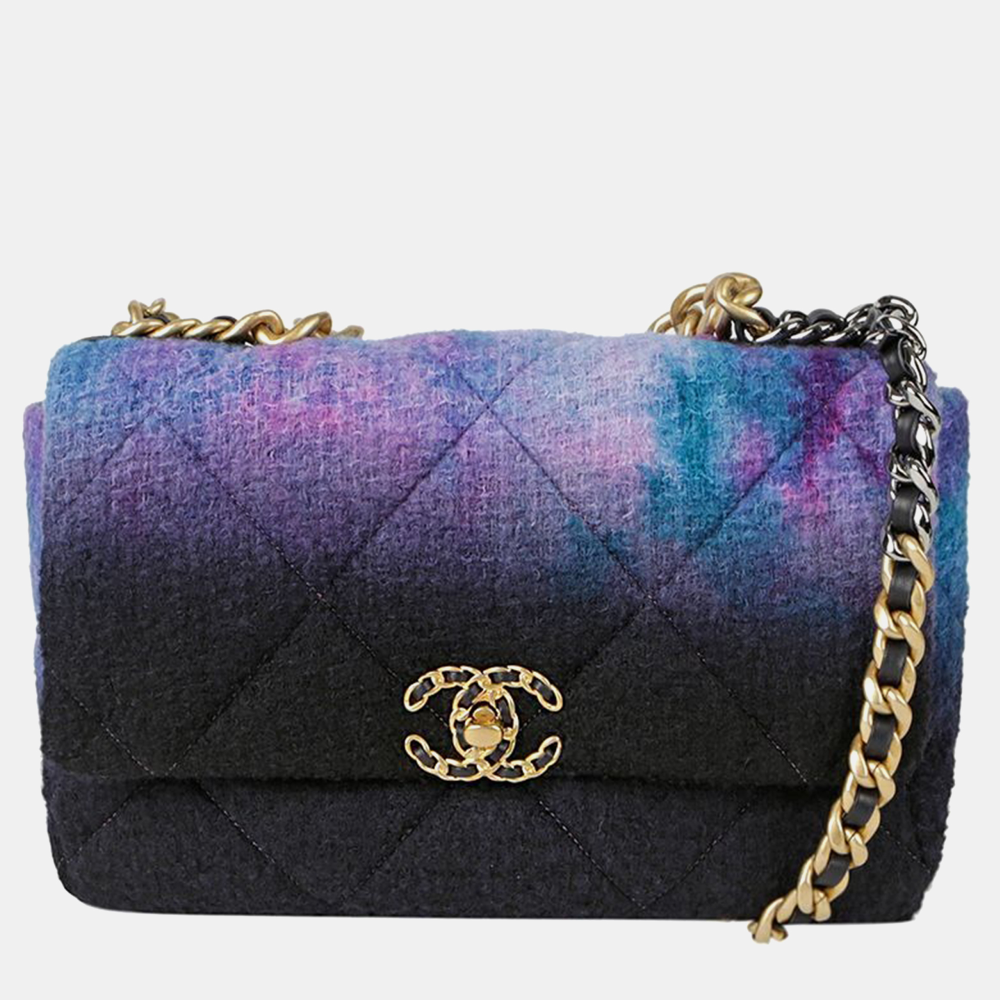 Chanel Multicolour Ombre Wool Large 19 Shoulder Bag