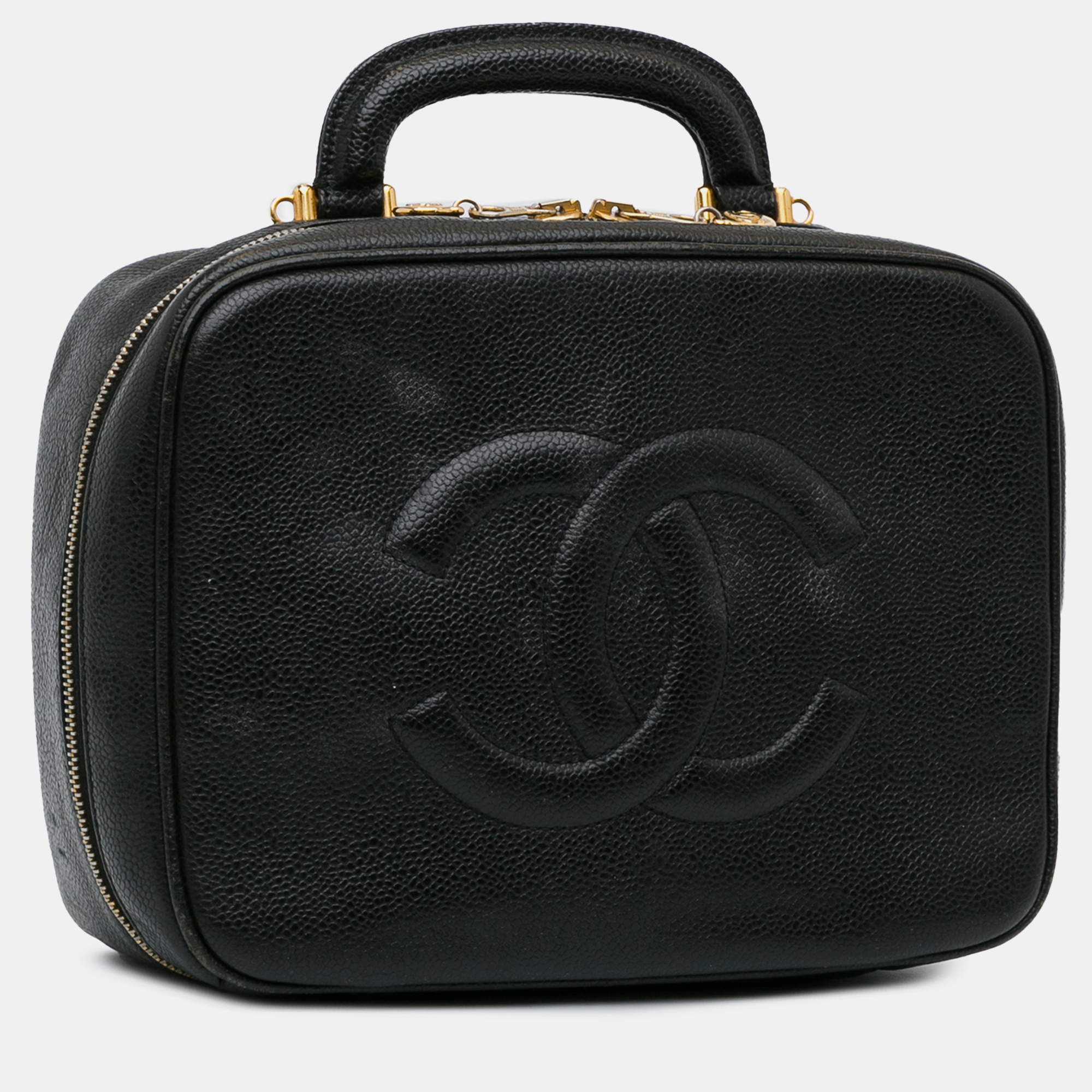 Chanel Black Caviar Leather Vanity Case Bag