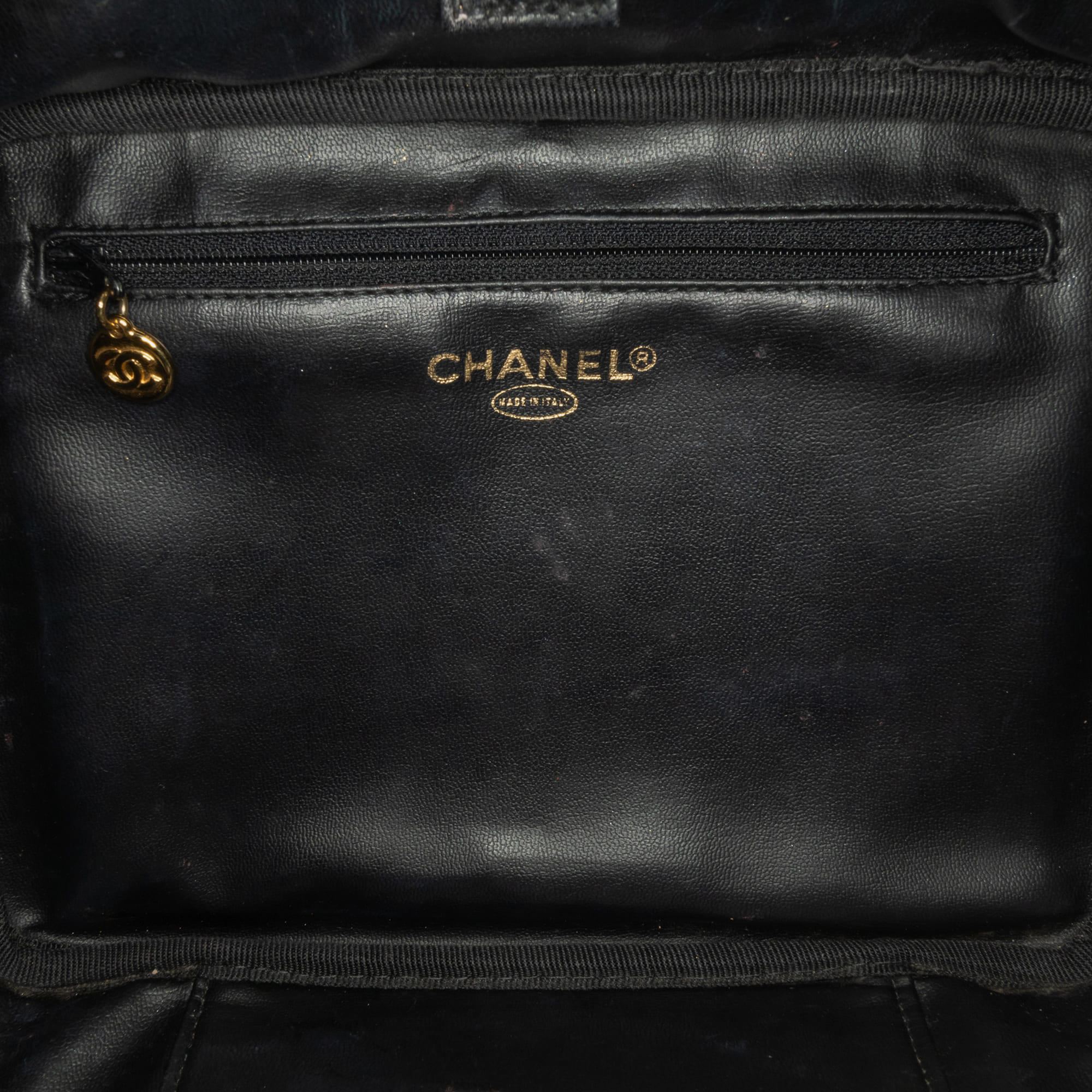 Chanel Black Caviar Leather Vanity Case Bag