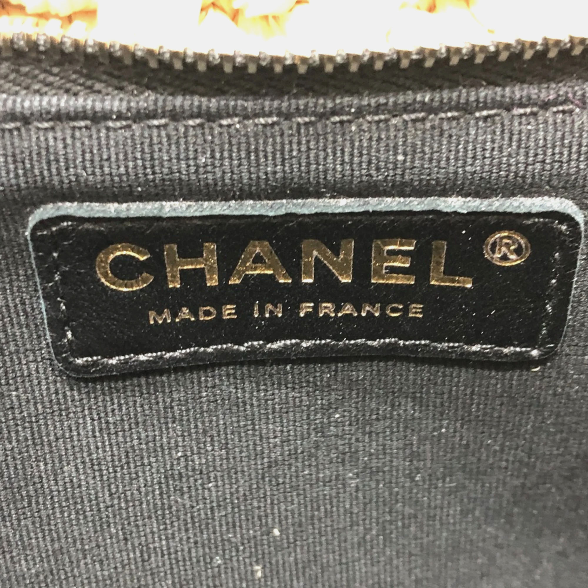 Chanel Beige/Black Raffia Flap Bag