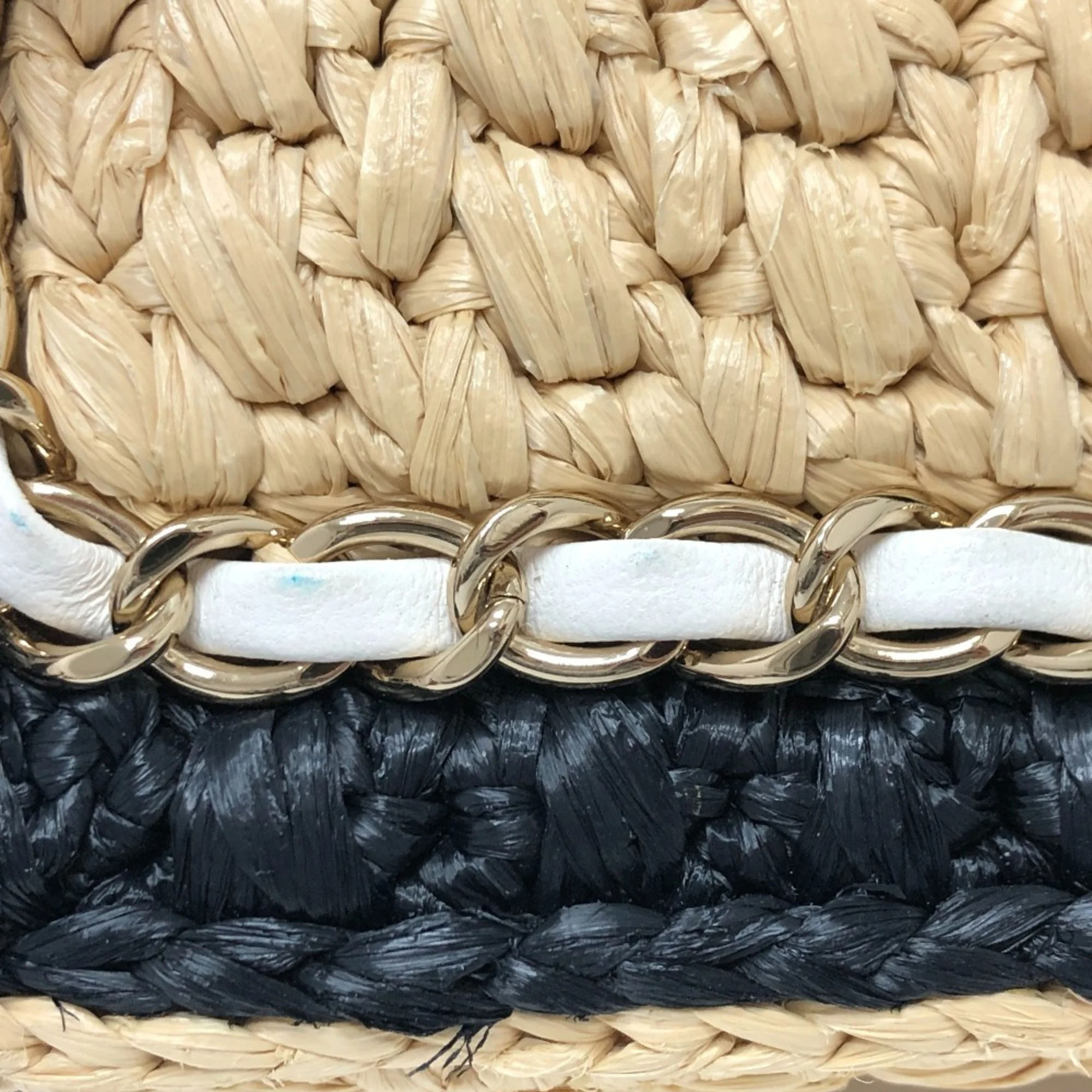 Chanel Beige/Black Raffia Flap Bag