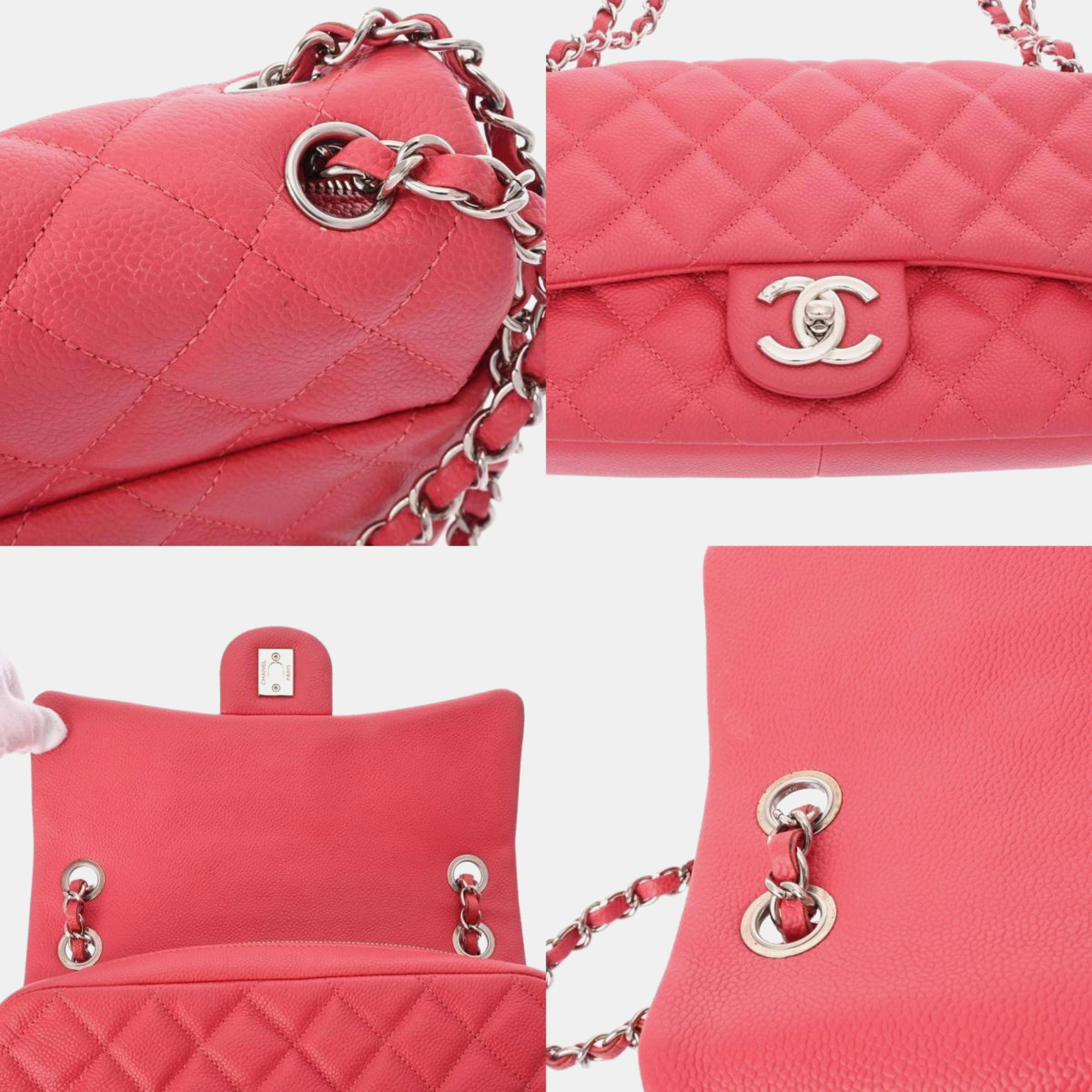 Chanel Pink Medium Quilted Caviar Easy Flap Bag