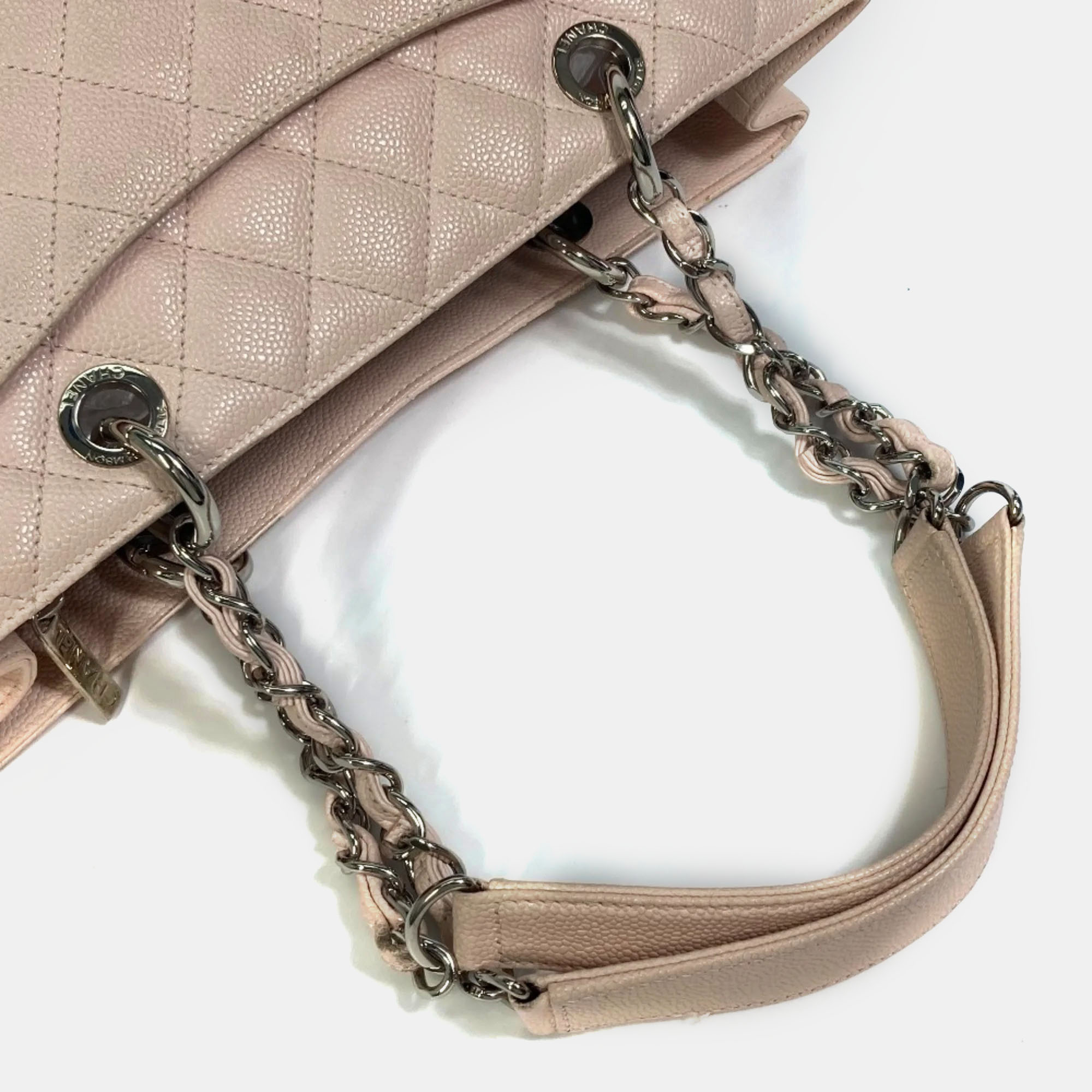 Chanel Pink Caviar Leather Quilted GST Tote Bag