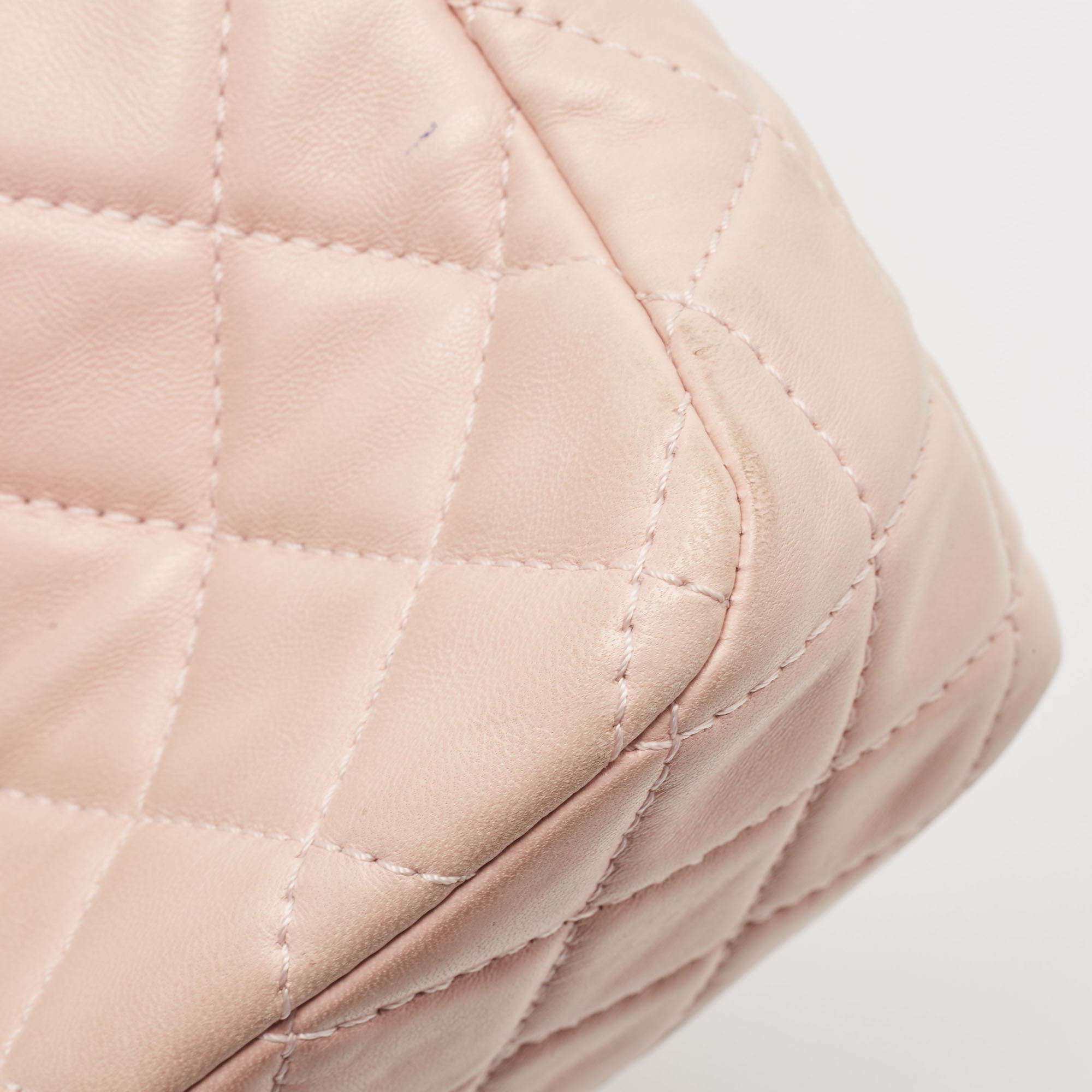 Chanel Light Pink Quilted Leather Jumbo Classic Single Flap Bag