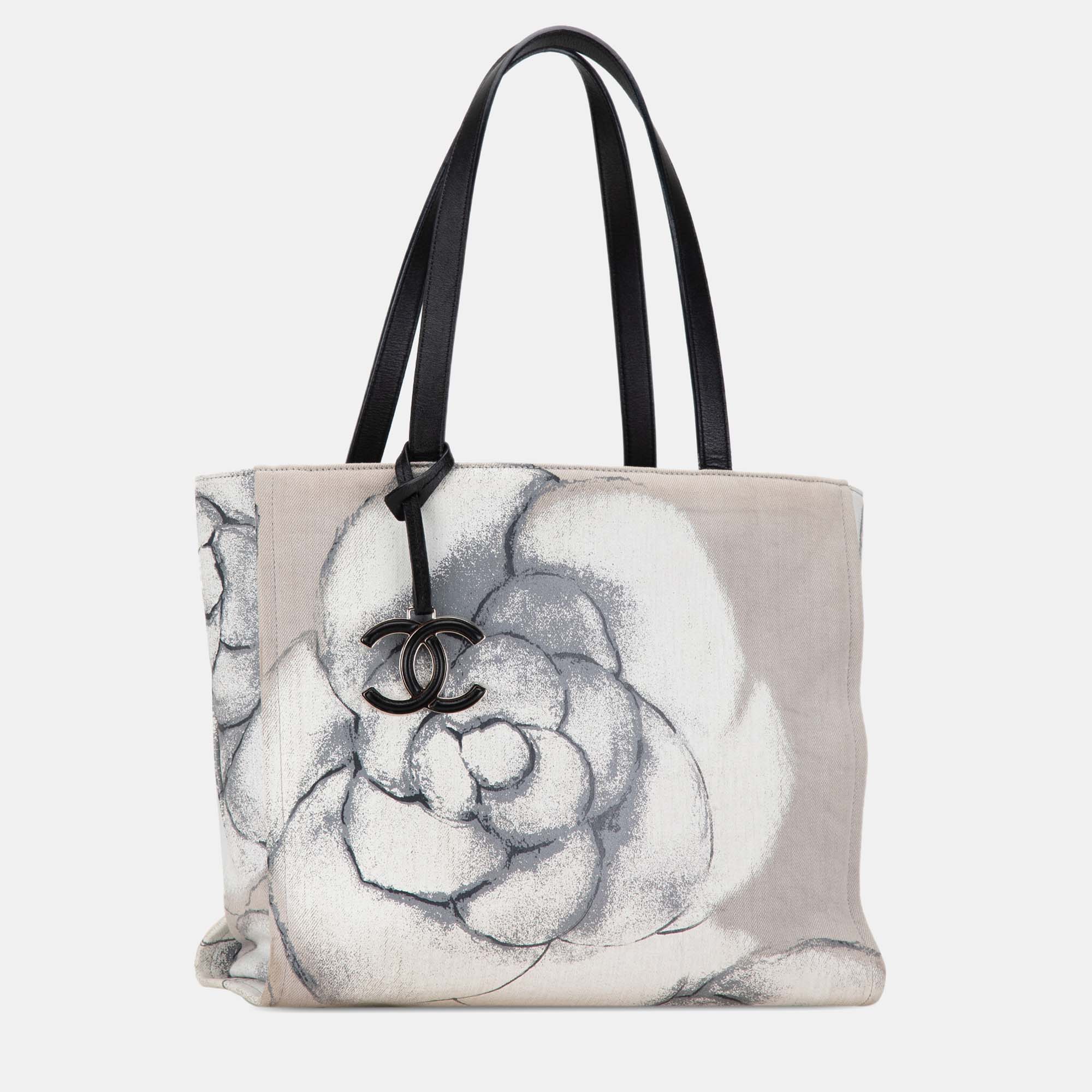 Chanel Multicolor Canvas Camellia Shopper Tote Bag