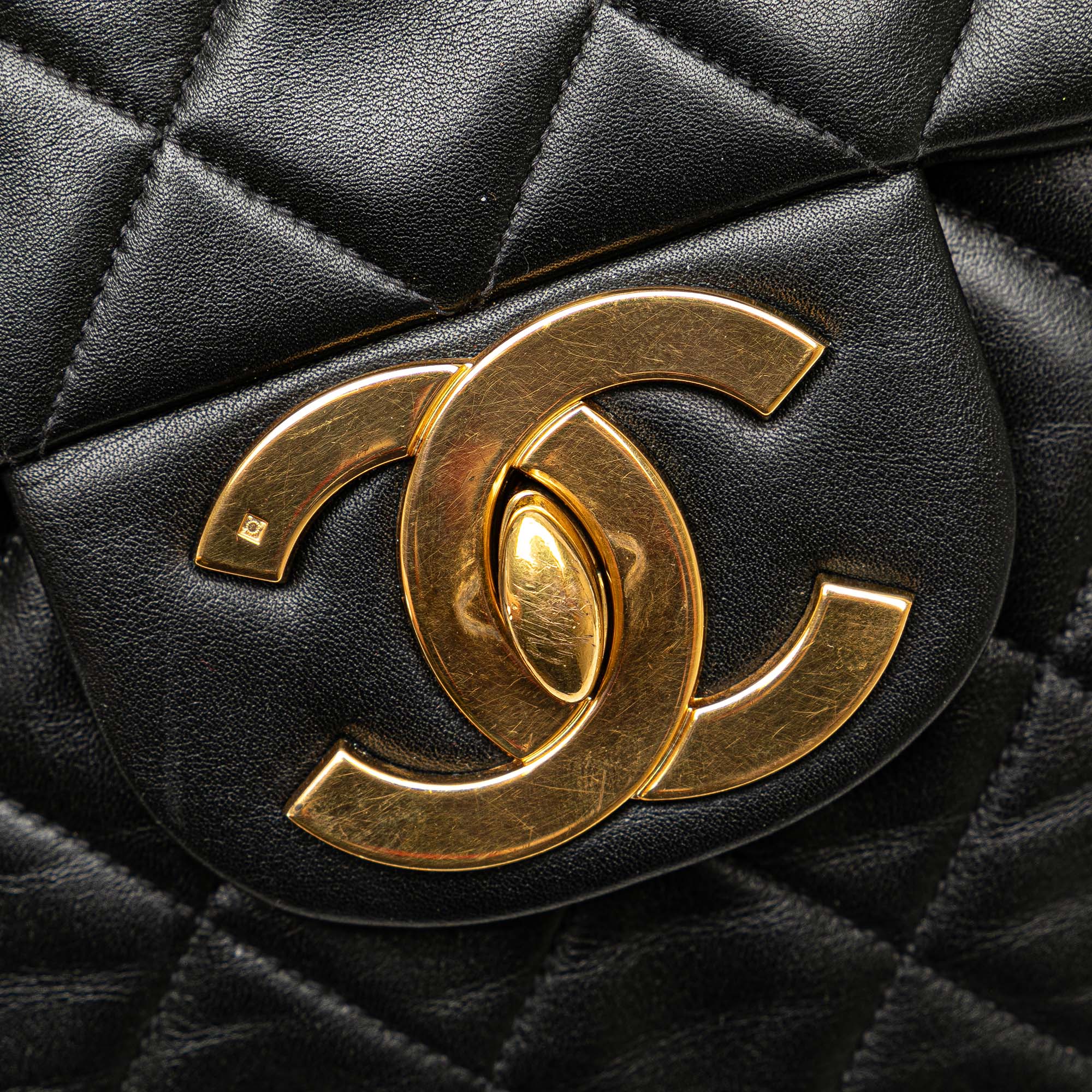 Chanel Black Lambskin Leather Maxi Classic Single Flap Bag