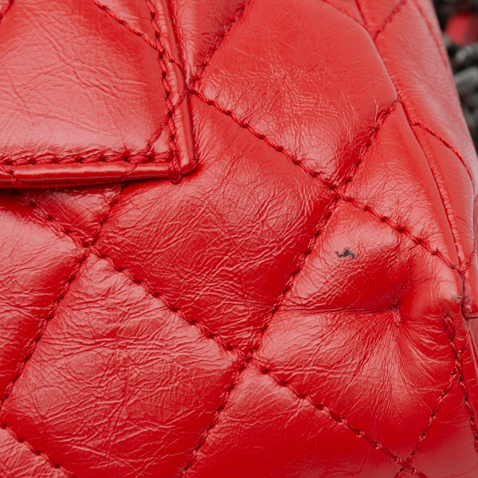 Chanel Red Crinkled Calfskin Chain Flap Bag