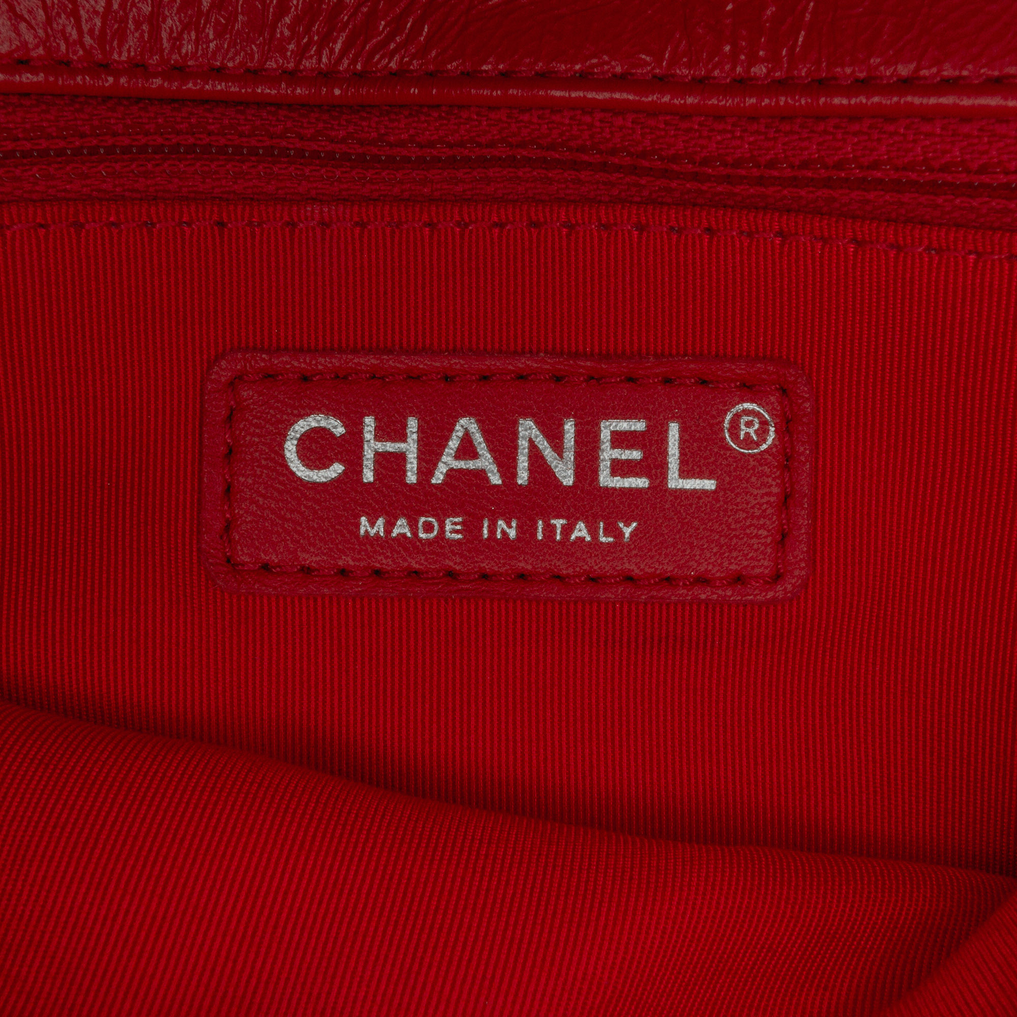 Chanel Red Crinkled Calfskin Chain Flap Bag