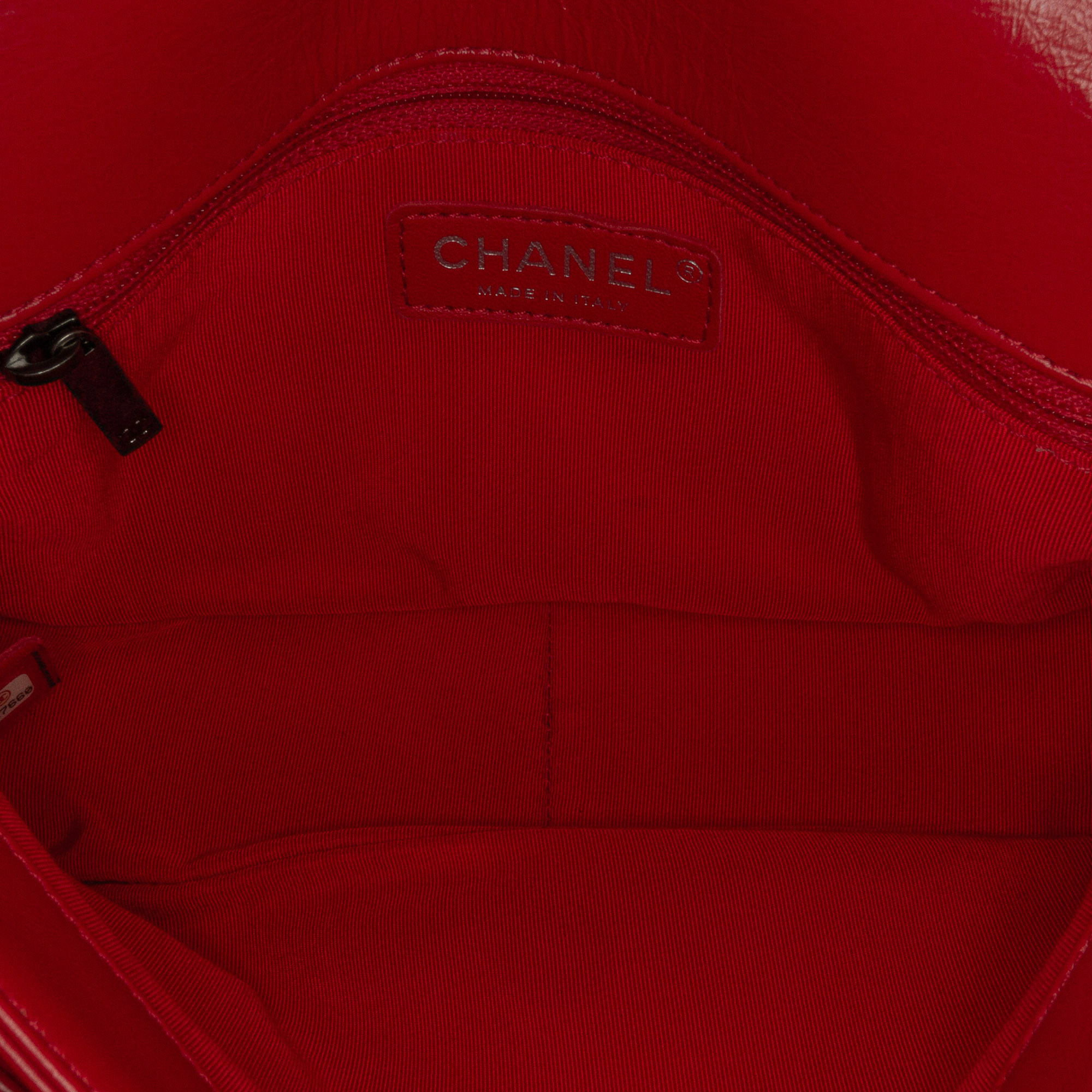 Chanel Red Crinkled Calfskin Chain Flap Bag