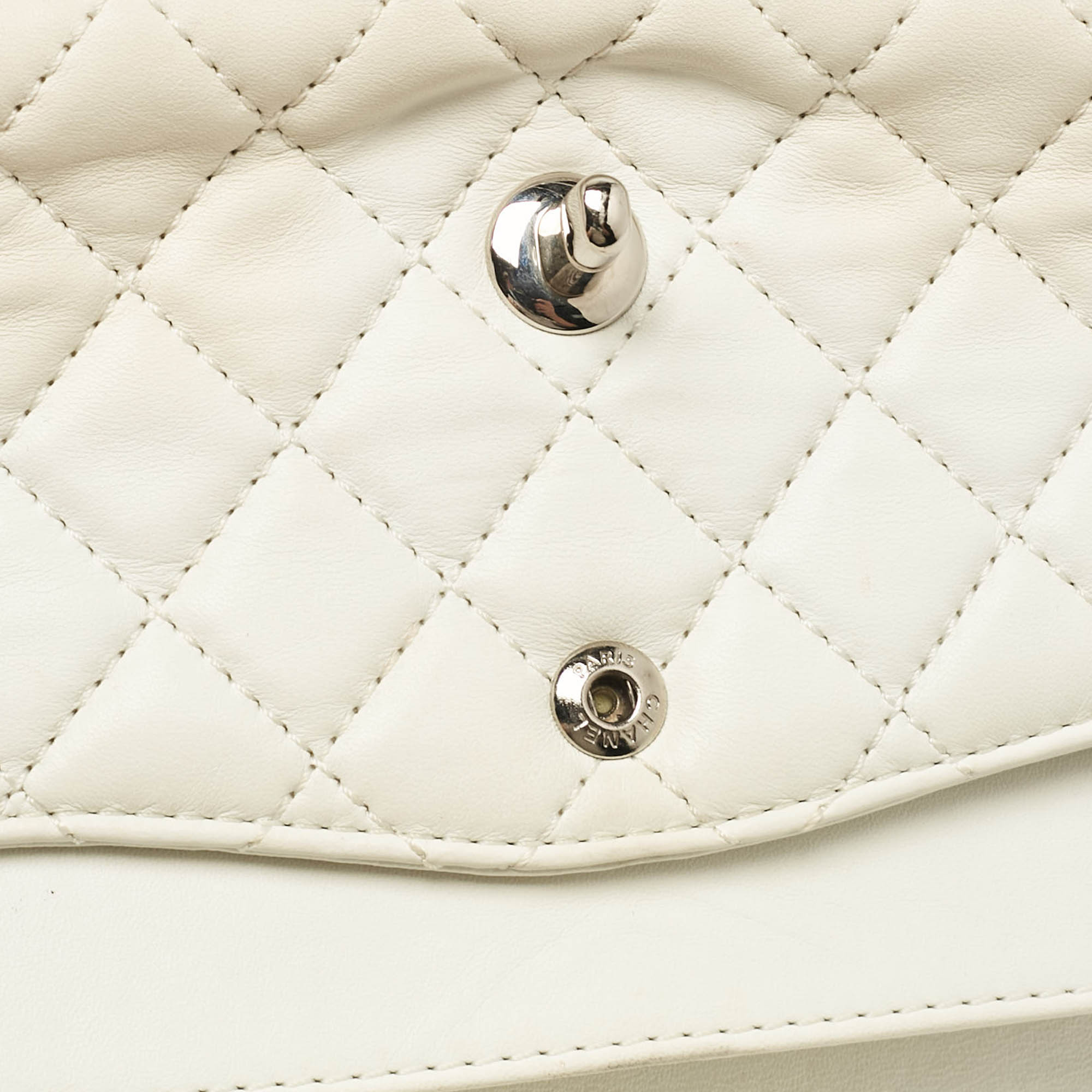 Chanel White Quilted Leather Medium Classic Double Flap Bag