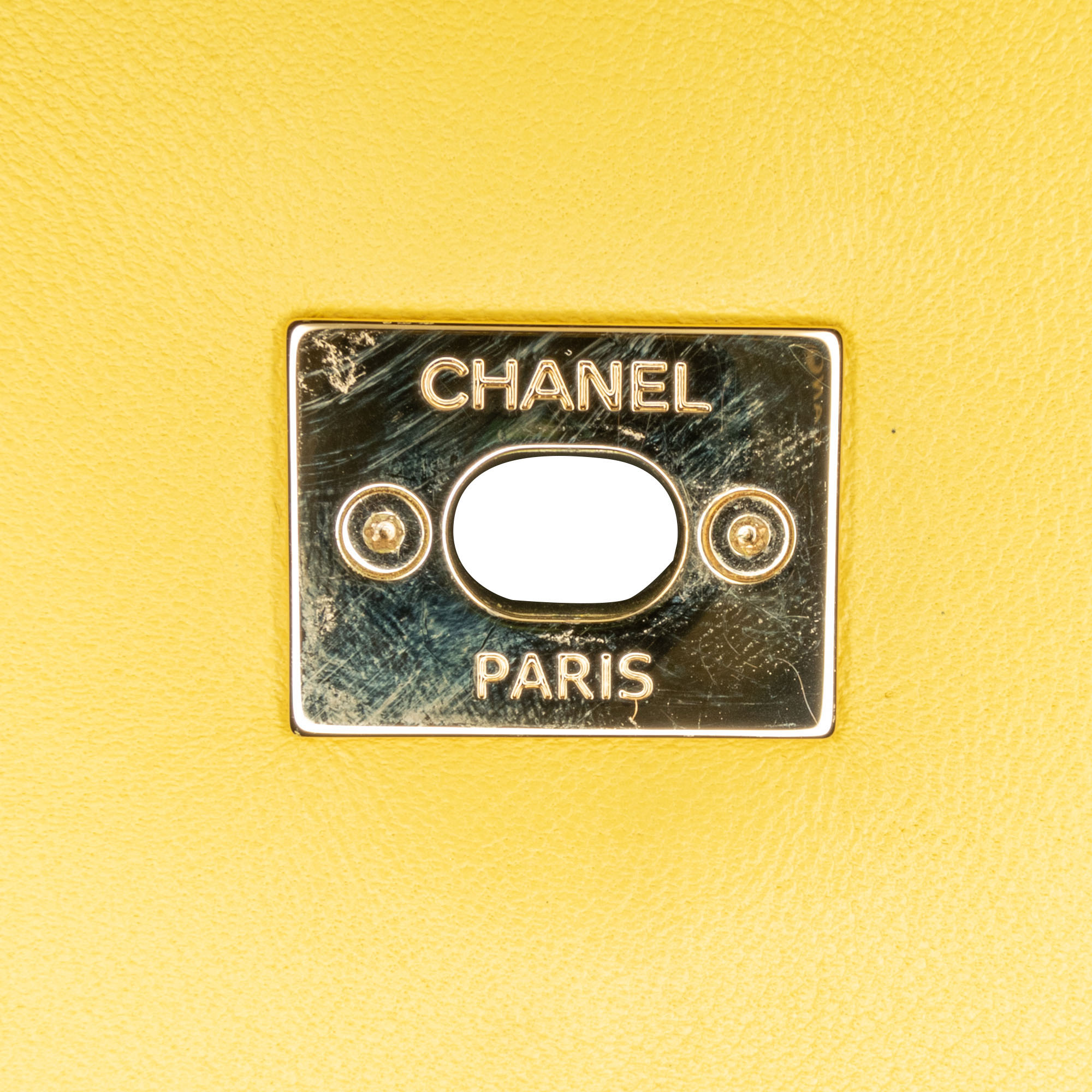 Chanel Yellow Lambskin Entwined Chain Flap Bag