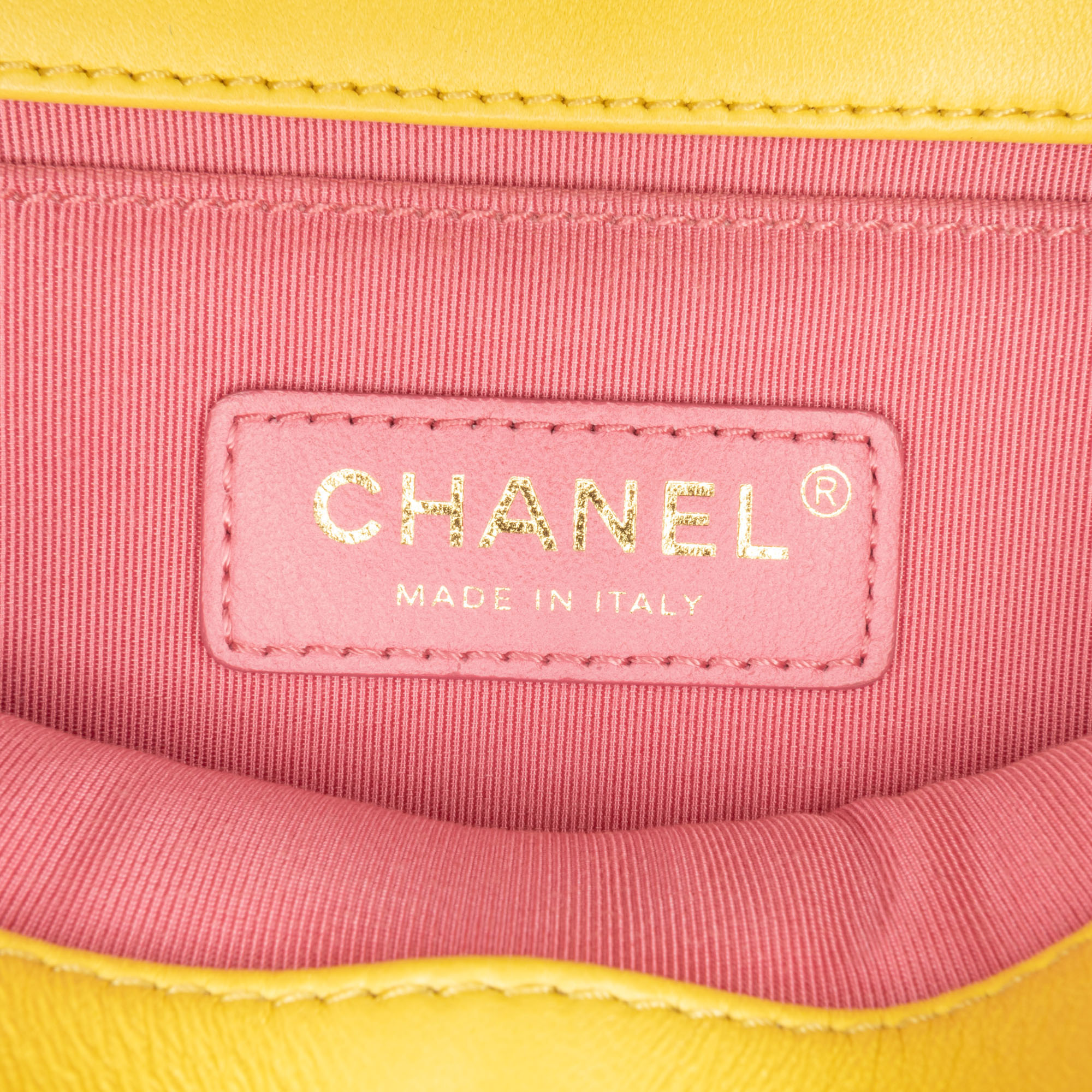 Chanel Yellow Lambskin Entwined Chain Flap Bag