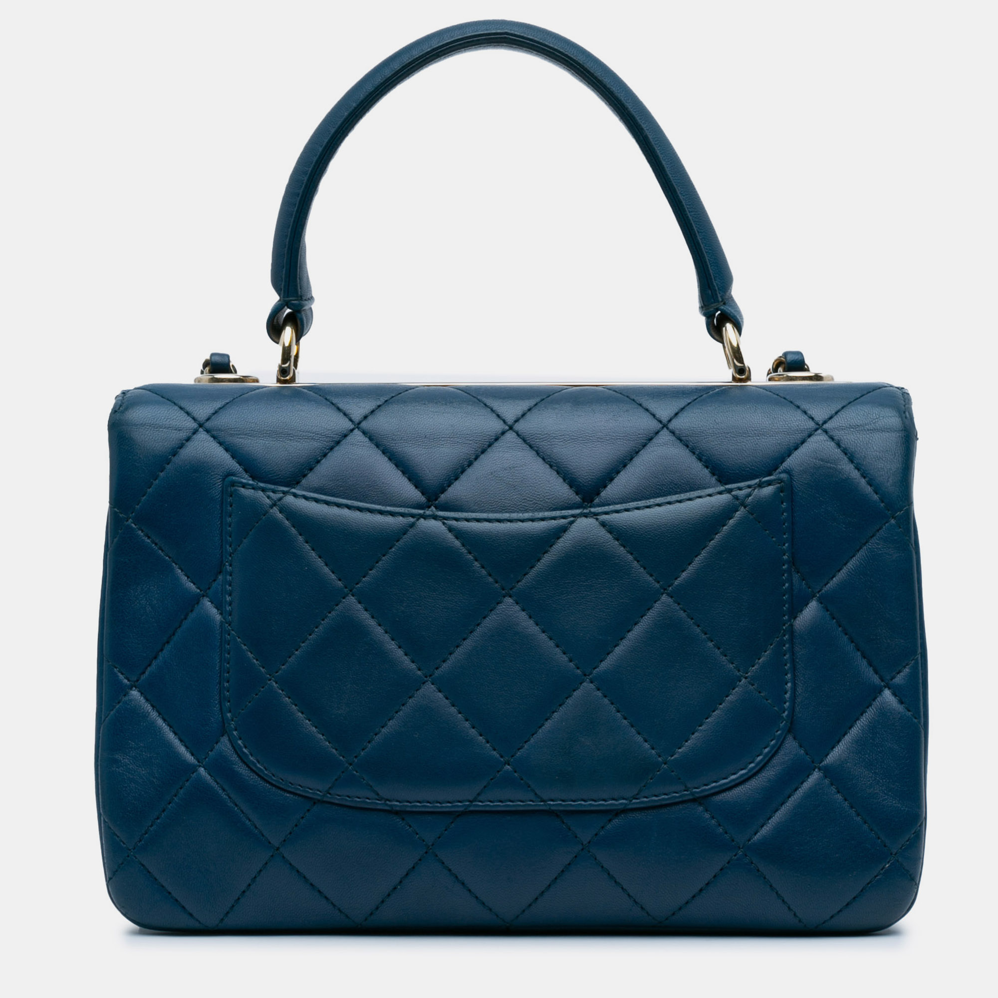 Chanel Navy Blue Quilted Lambskin Leather Small Trendy Bag