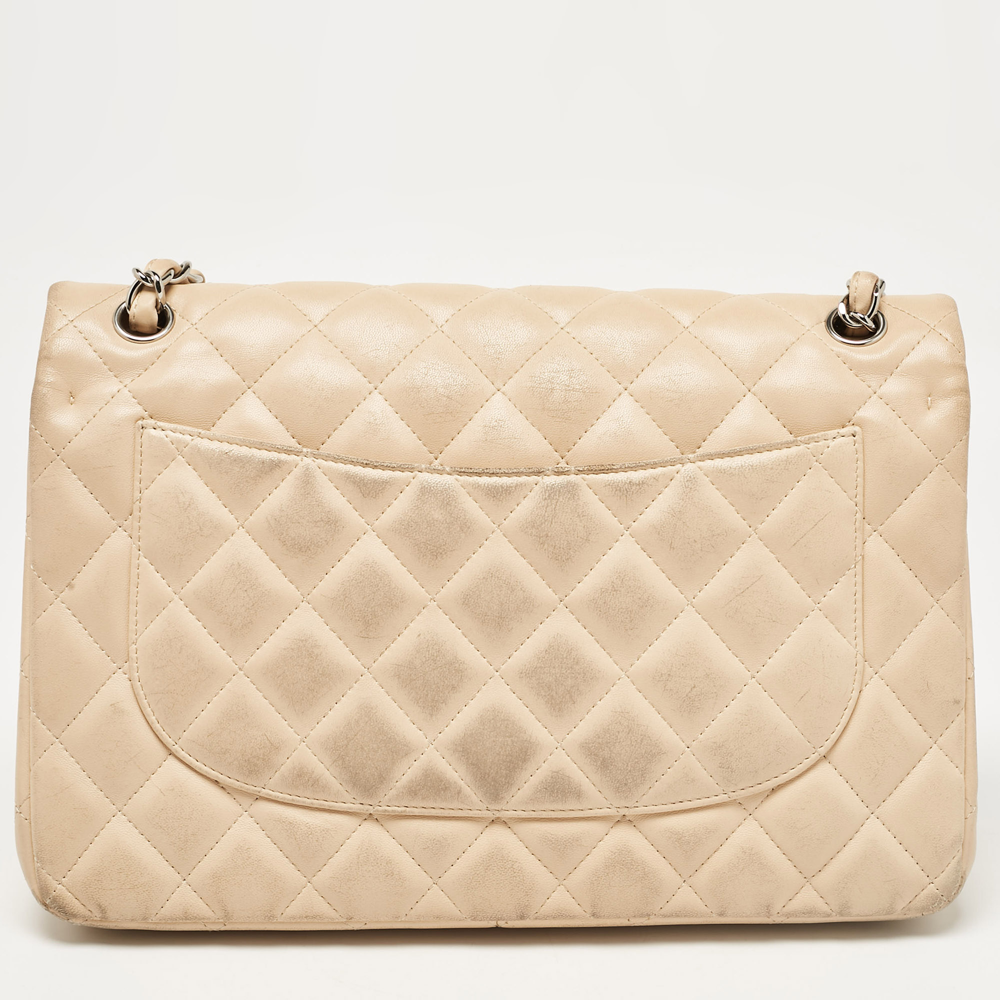 Chanel Beige Quilted Leather Jumbo Classic Double Flap Bag