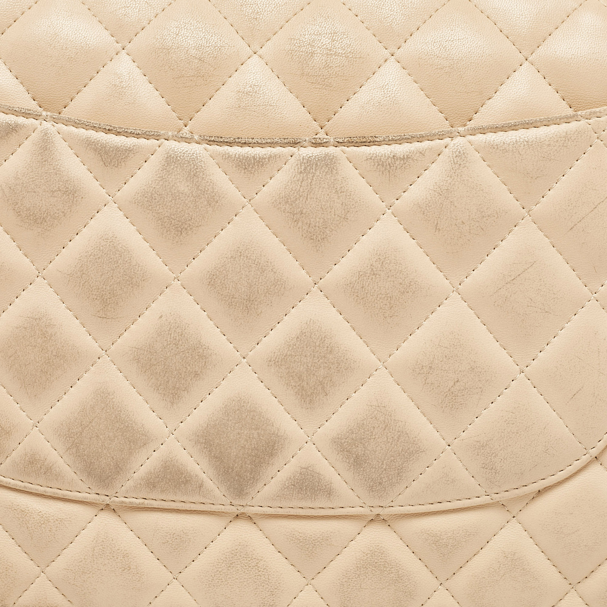 Chanel Beige Quilted Leather Jumbo Classic Double Flap Bag