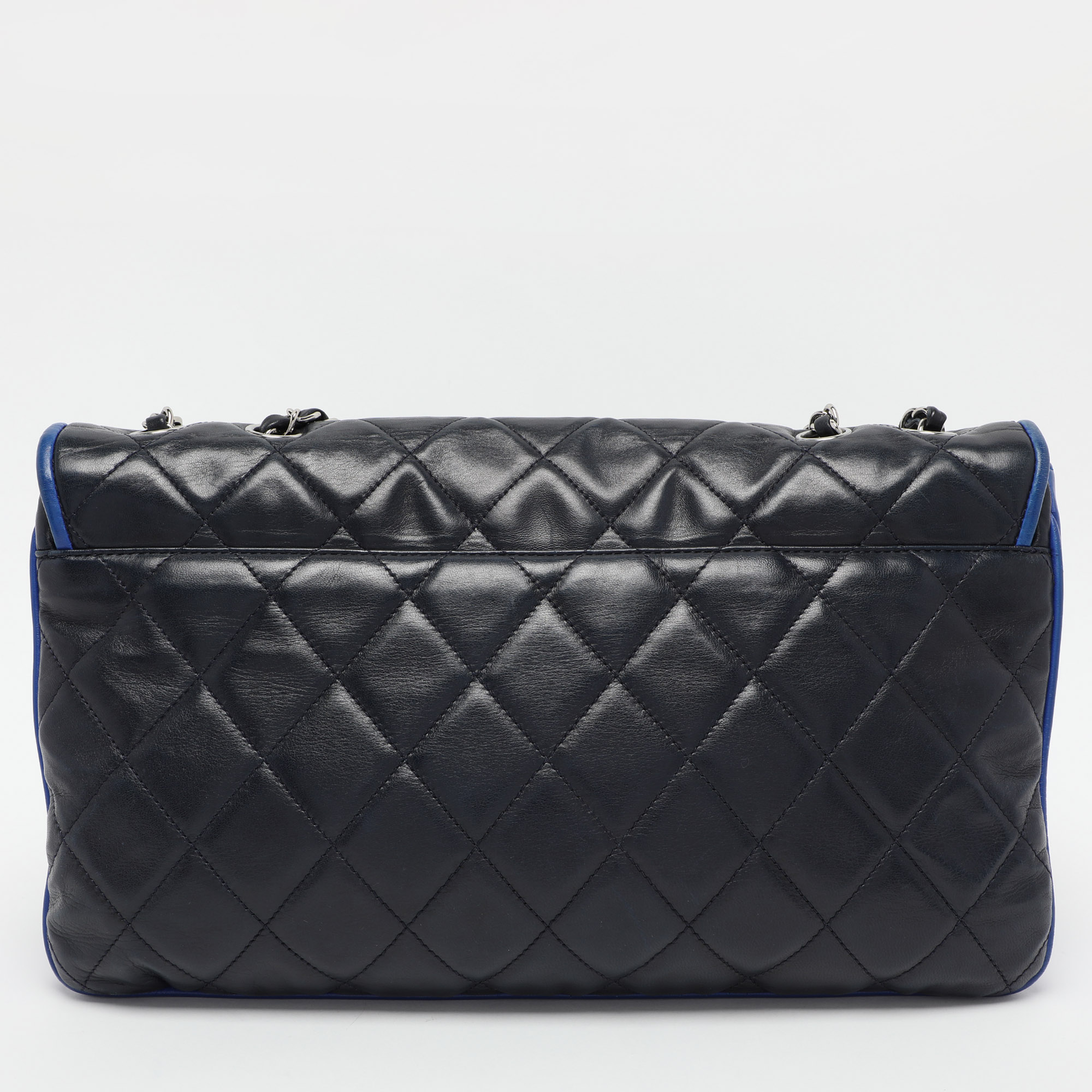 Chanel Navy Blue Quilted Leather Divine Flap Bag