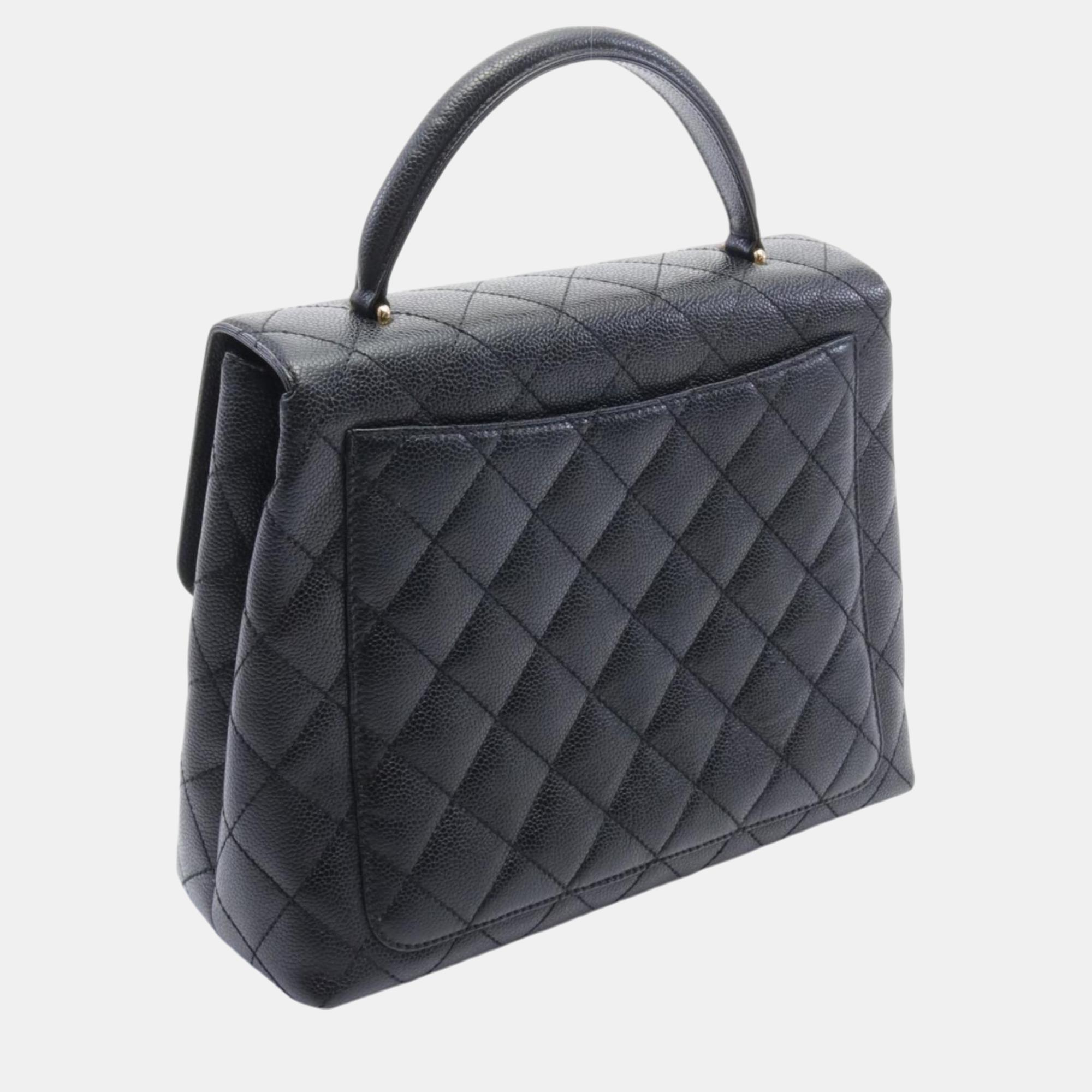 Chanel Black Caviar Skin Matelasse Handbag Bag