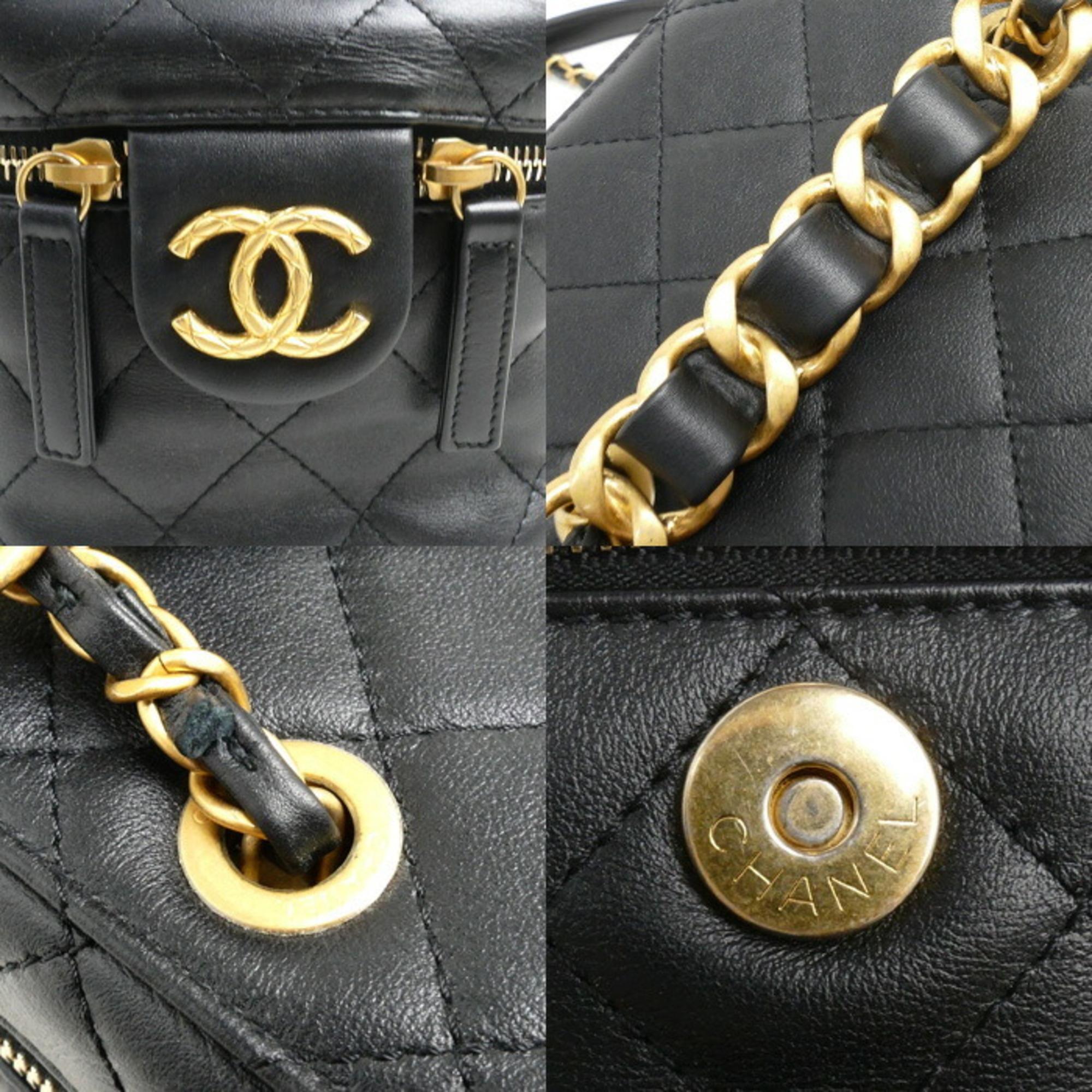 Chanel Black Matelasse Small Vanity Chain Shoulder Bag